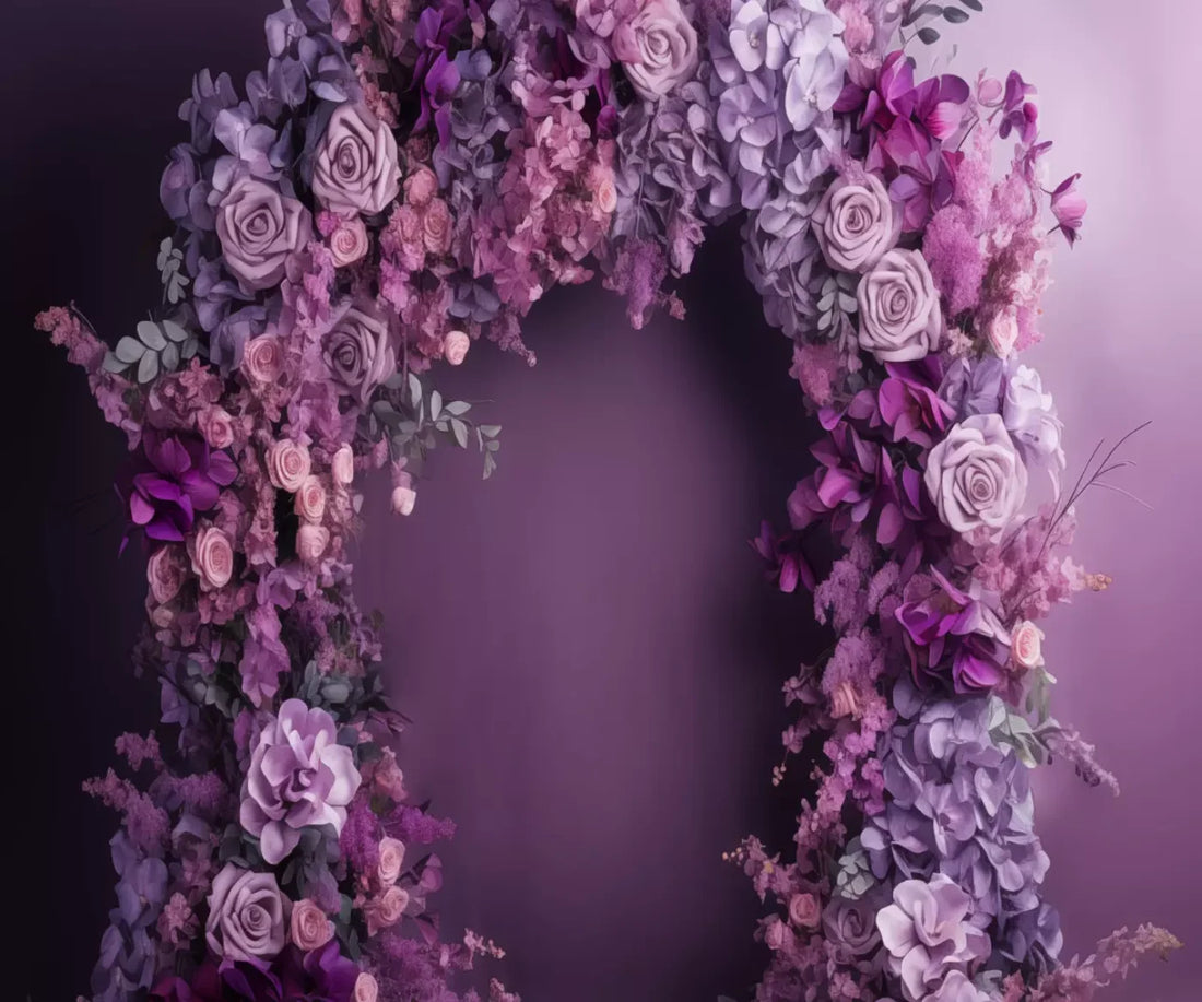 Purple Studio Floral Arch 5’X4’2 Fleece (60 X 50 Inch) Backdrop