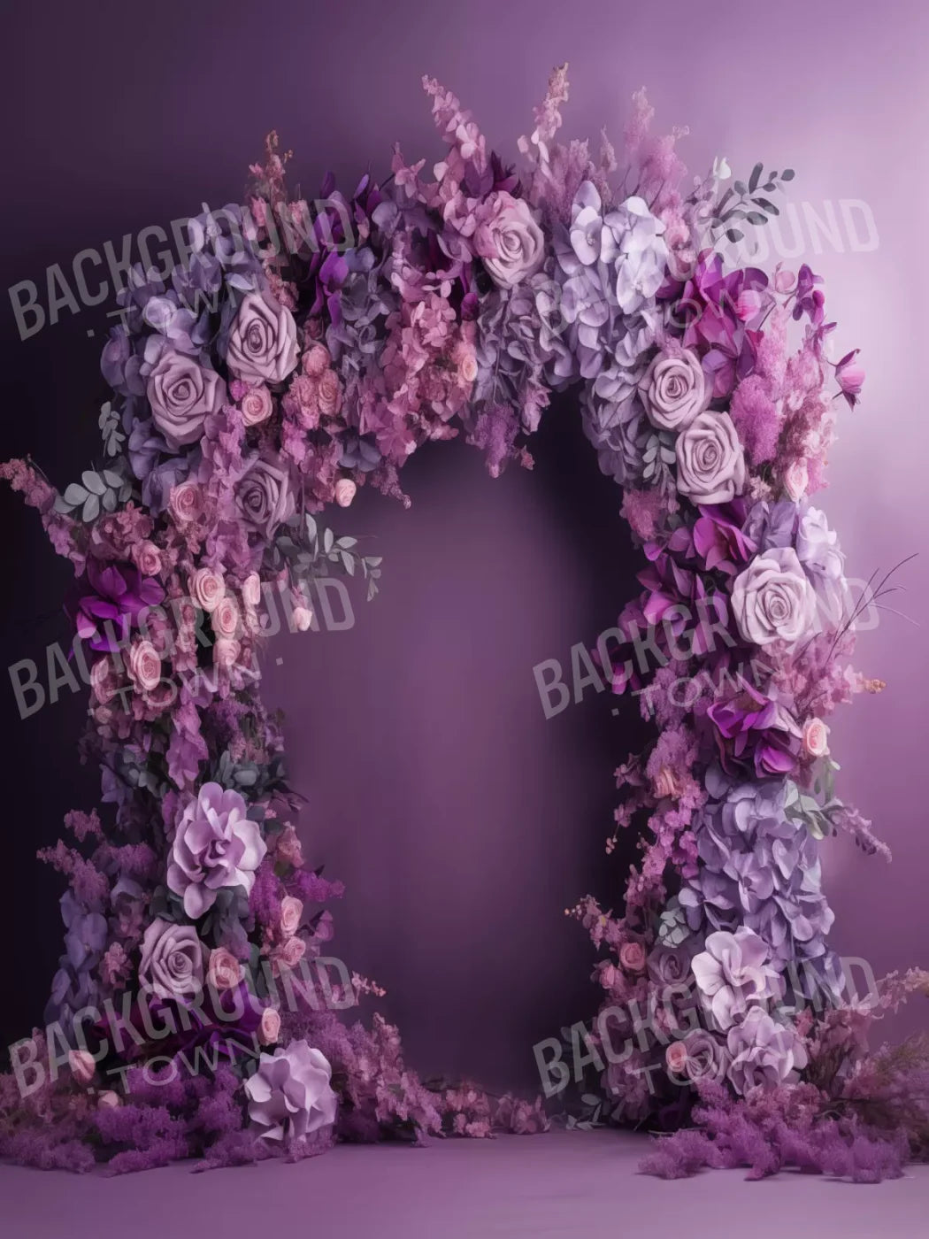 Purple Studio Floral Arch 6’X8’ Fleece (72 X 96 Inch) Backdrop