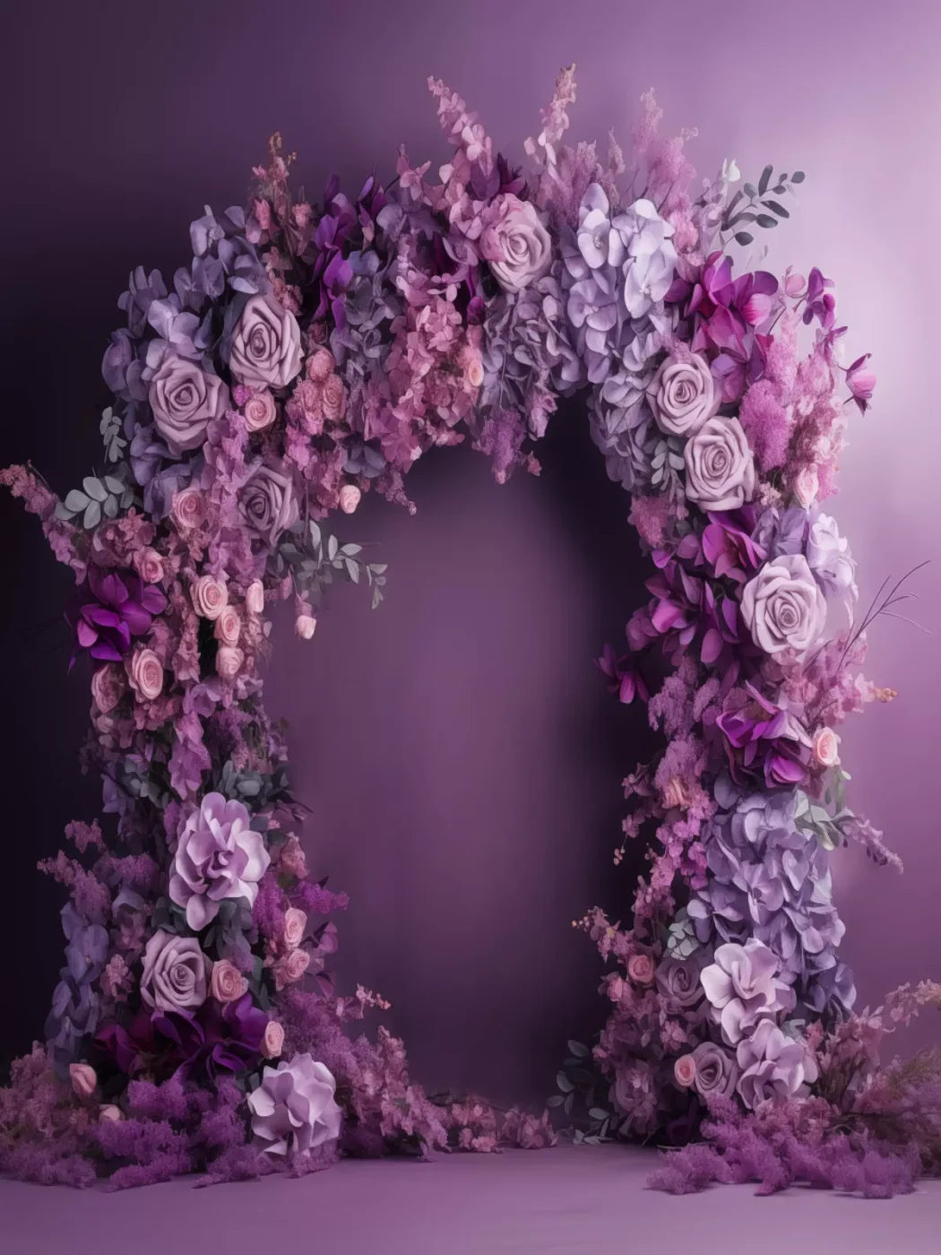 Purple Studio Floral Arch 6’X8’ Fleece (72 X 96 Inch) Backdrop