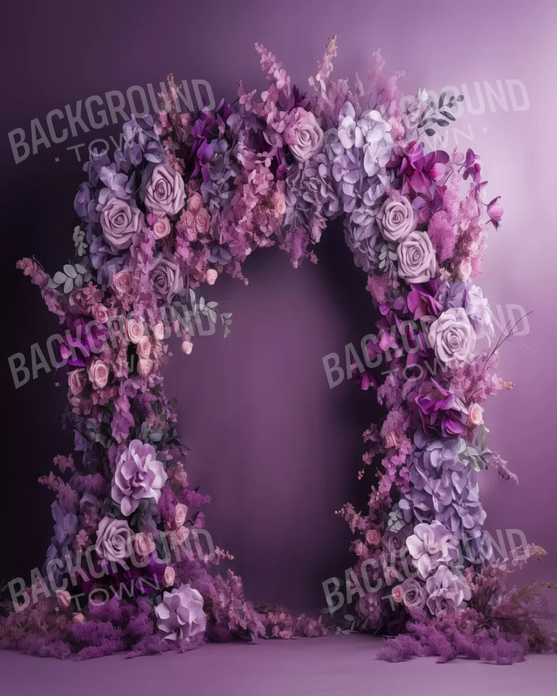 Purple Studio Floral Arch 8’X10’ Fleece (96 X 120 Inch) Backdrop
