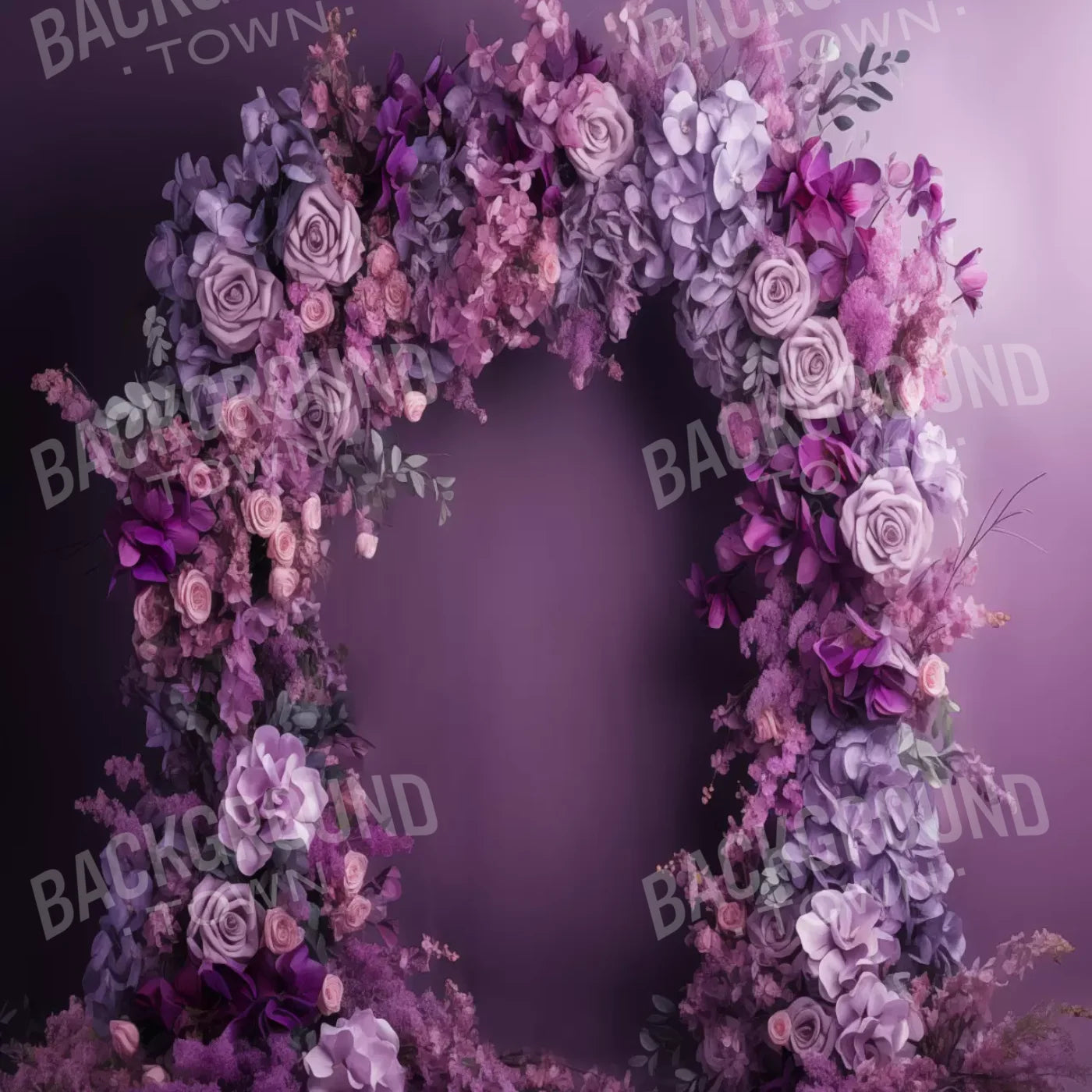 Purple Studio Floral Arch 8’X8’ Fleece (96 X Inch) Backdrop