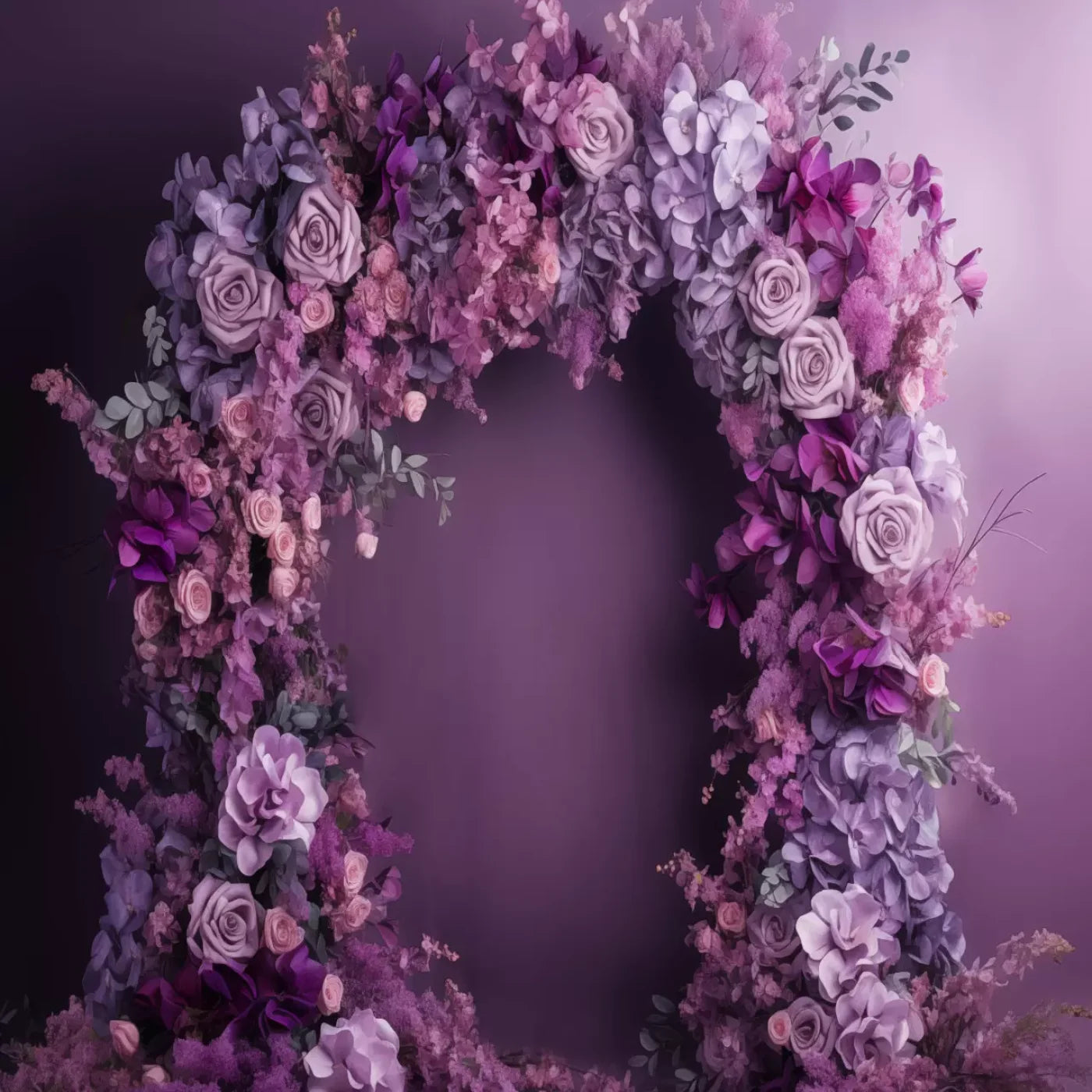 Purple Studio Floral Arch 8’X8’ Fleece (96 X Inch) Backdrop