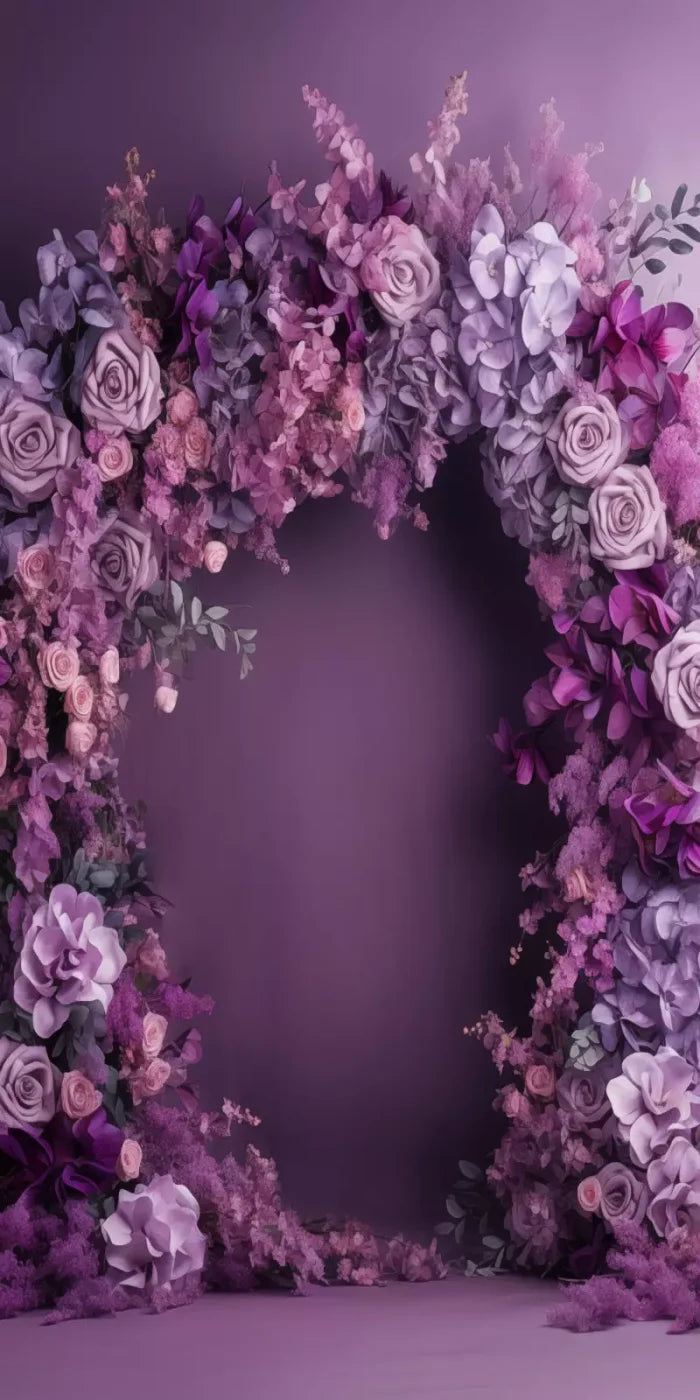 Purple Studio Floral Arch Backdrop