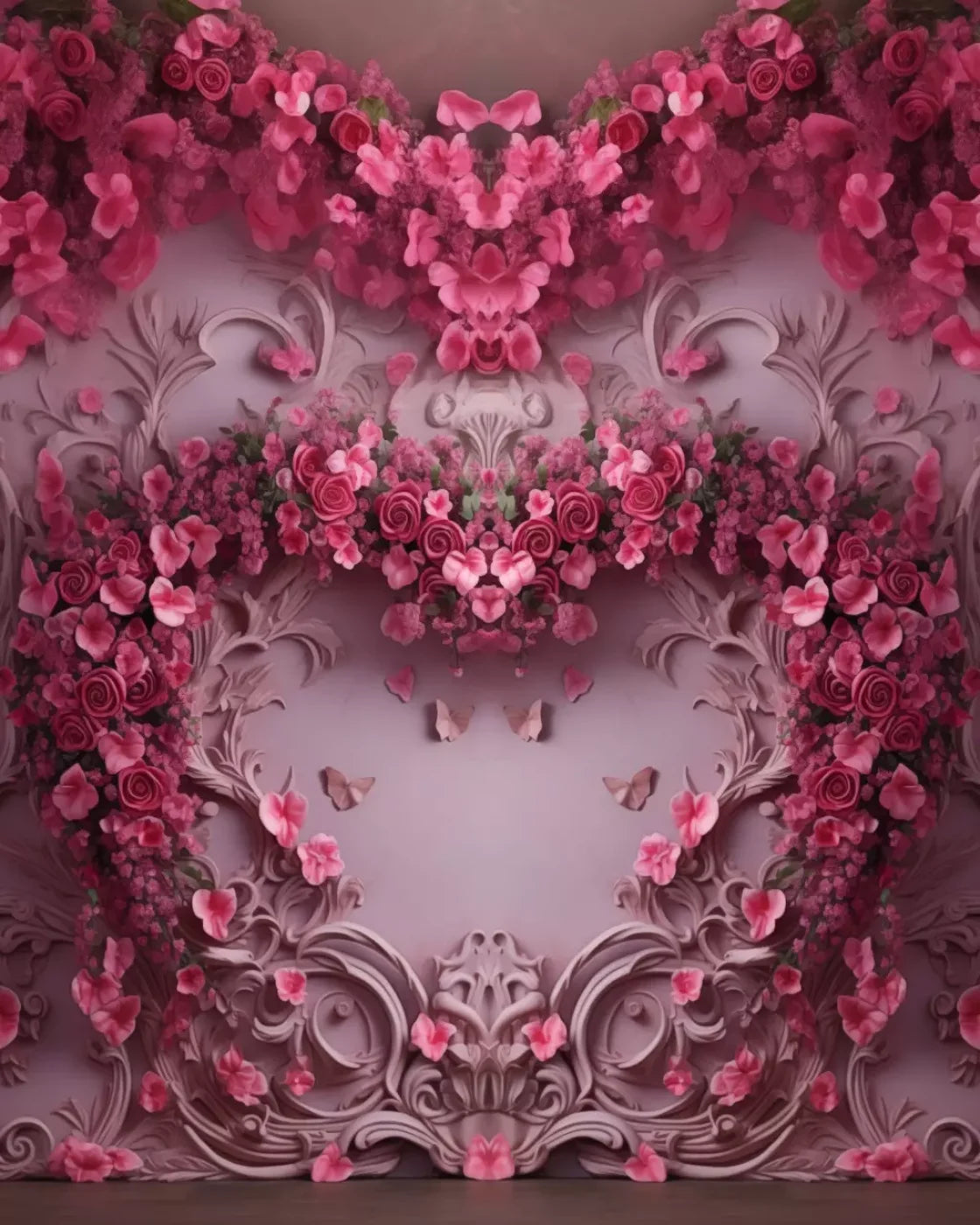 Queen Monty Roses V 8’X10’ Fleece (96 X 120 Inch) Backdrop