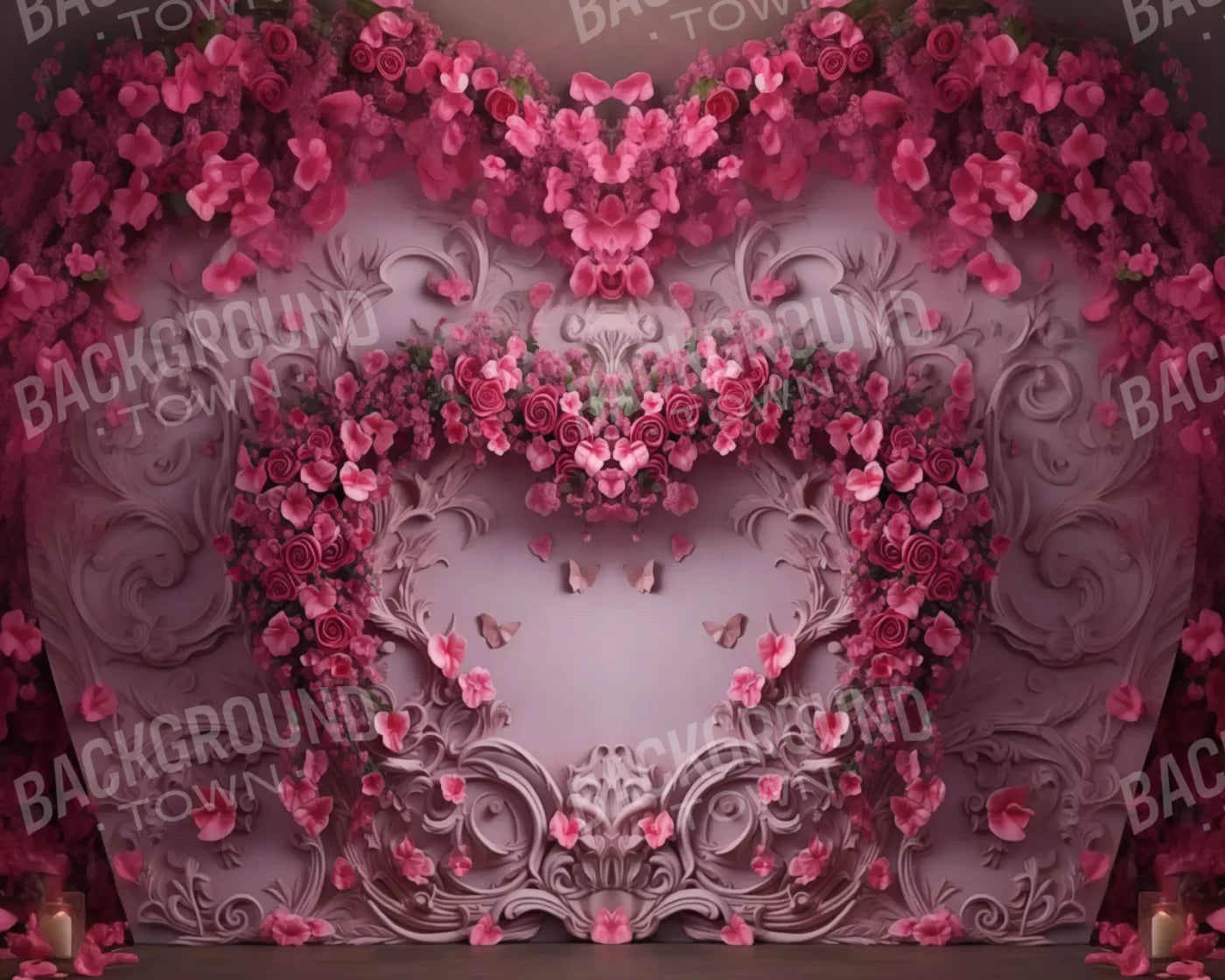 Queen Monty Roses V 10’X8’ Fleece (120 X 96 Inch) Backdrop