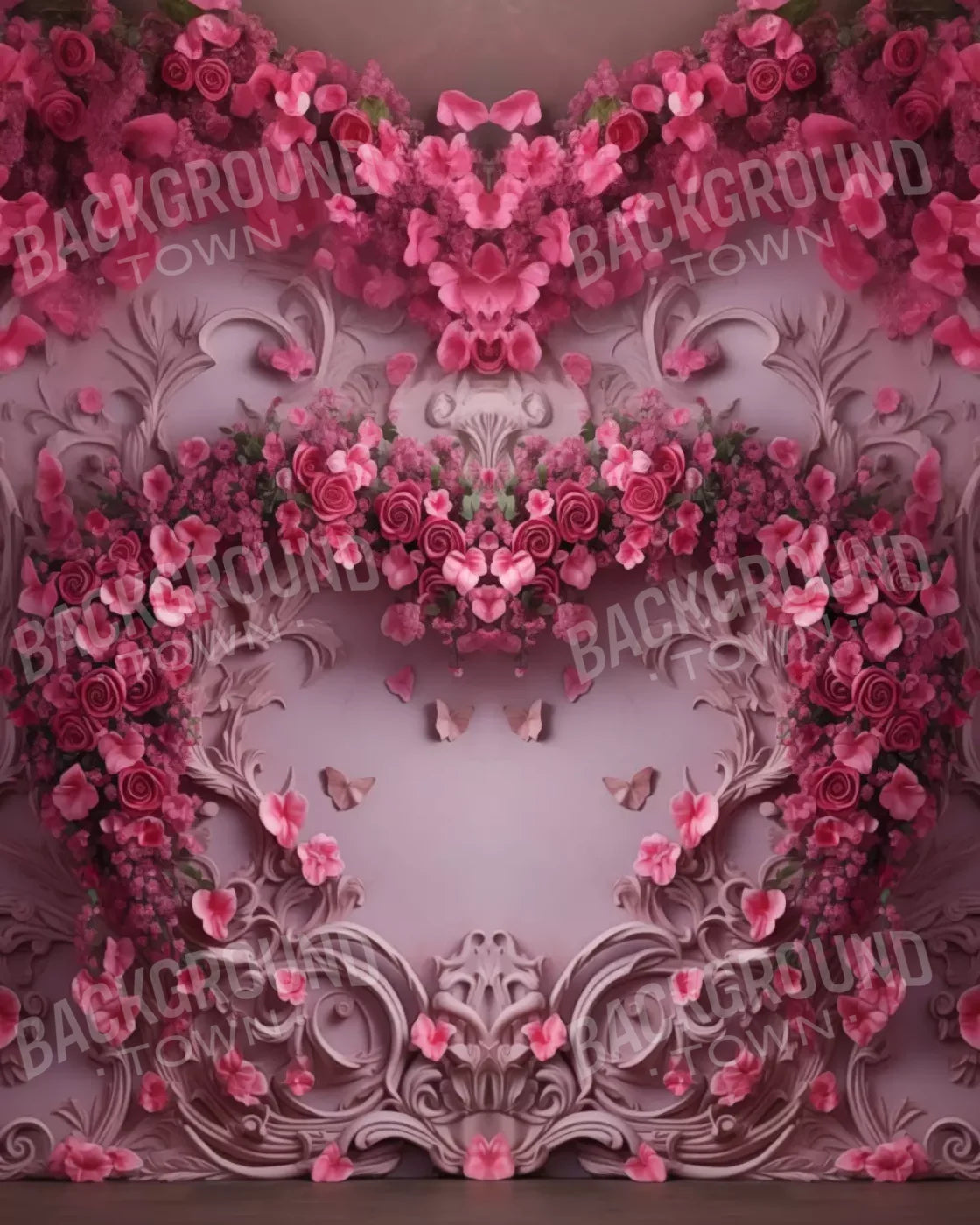 Queen Monty Roses V 8’X10’ Fleece (96 X 120 Inch) Backdrop