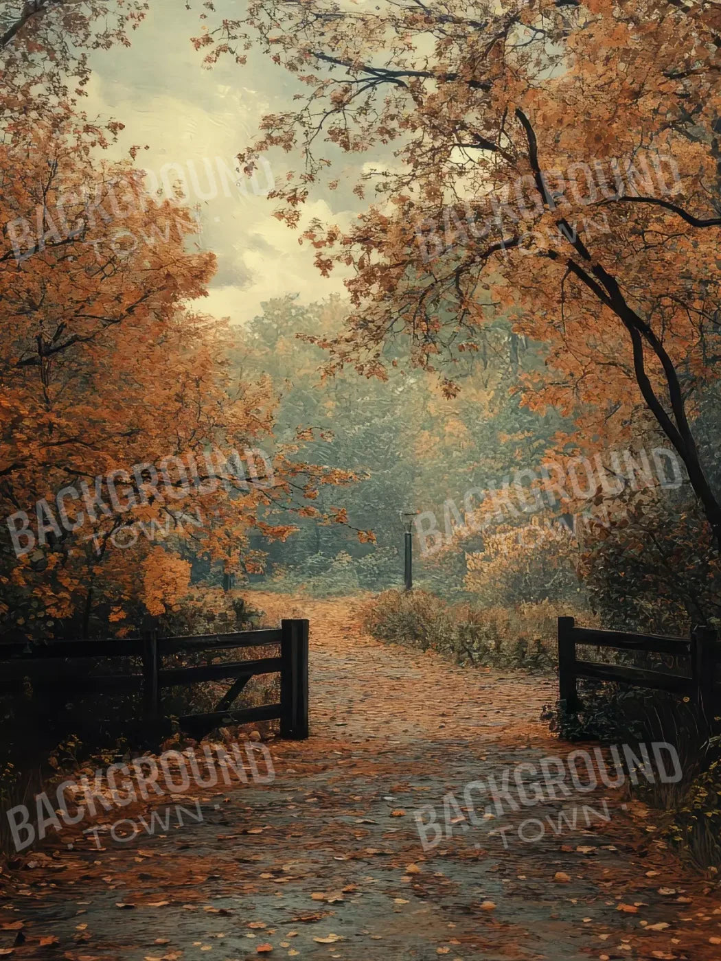 Quiet Fall Lane 5’X6’8 Fleece (60 X 80 Inch) Backdrop