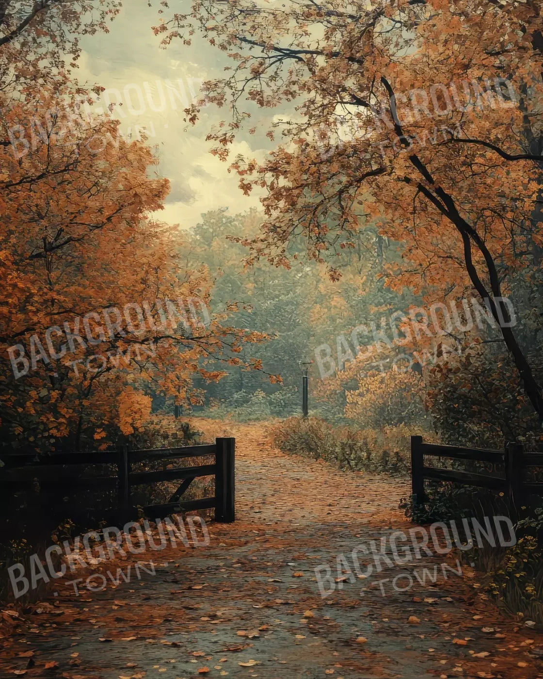Quiet Fall Lane 8’X10’ Fleece (96 X 120 Inch) Backdrop