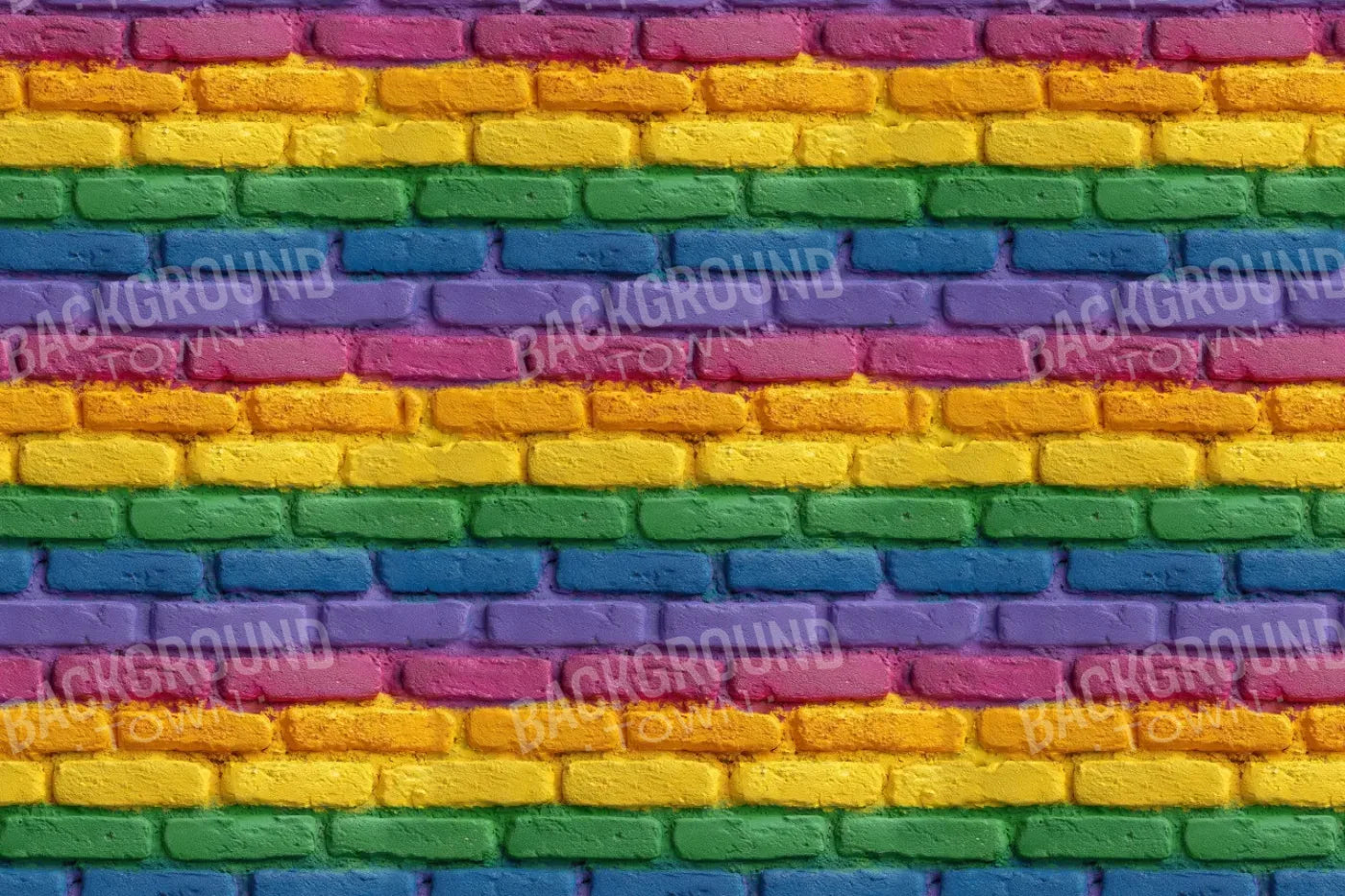 Rainbow Brick Wall 12’x8’ UltraCloth (144 x 96 inch) Backdrop