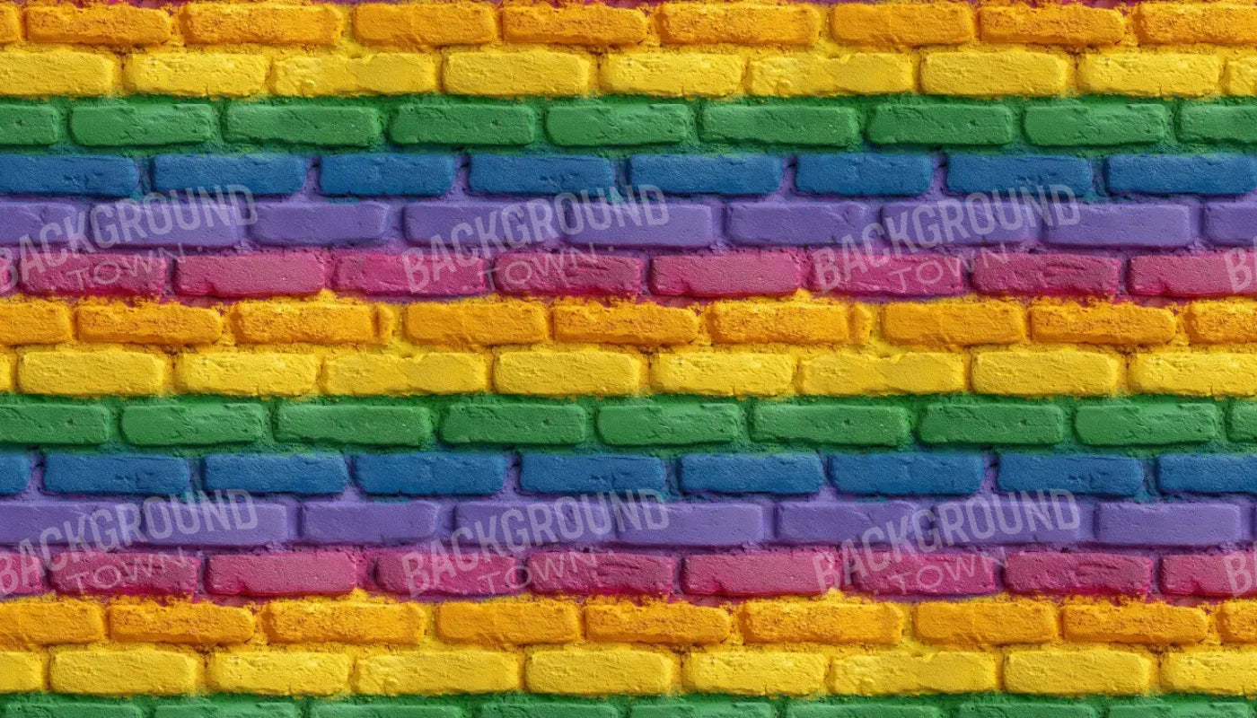 Rainbow Brick Wall 14’x8’ UltraCloth (168 x 96 inch) Backdrop