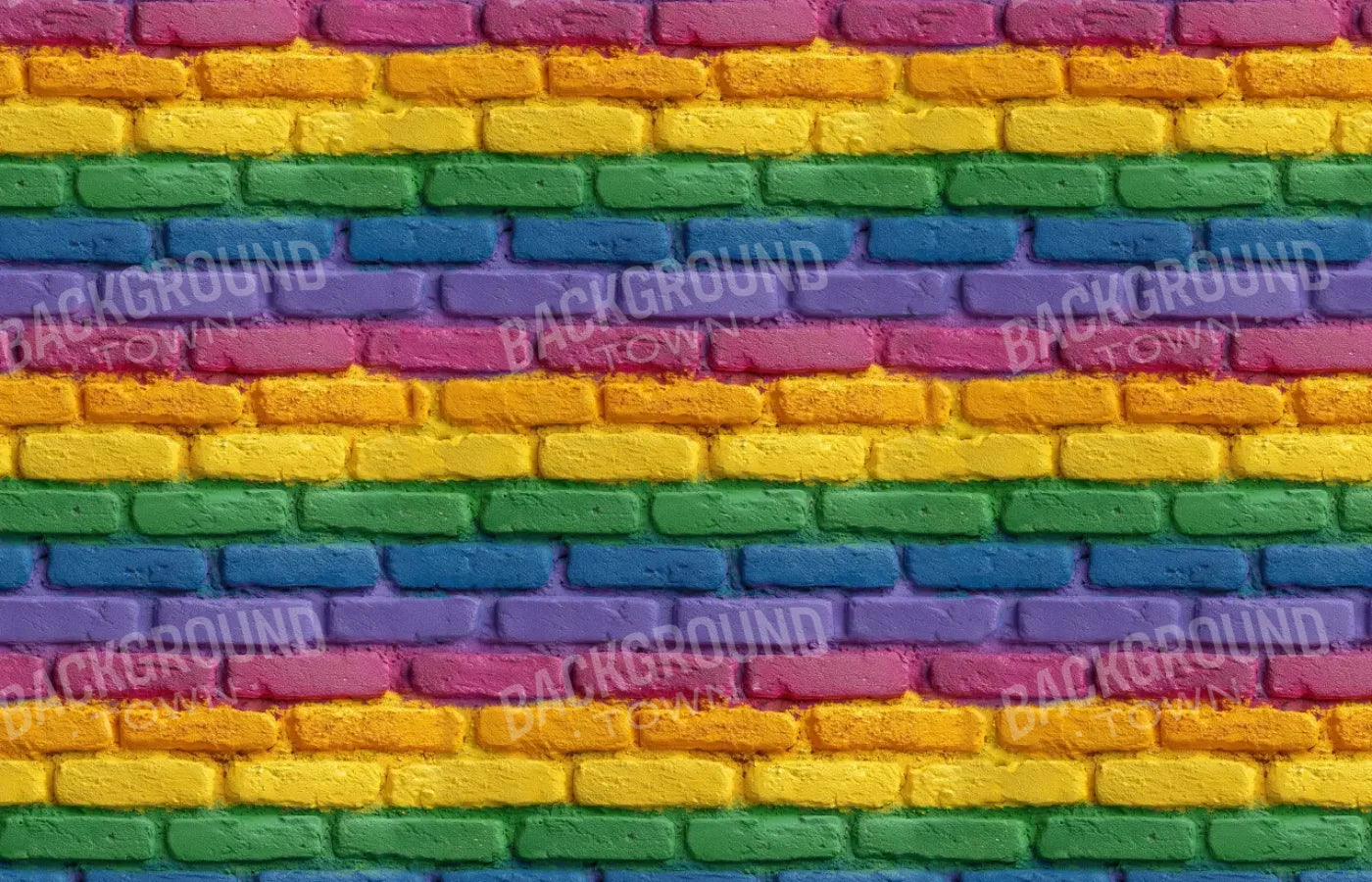 Rainbow Brick Wall 14’x9’ UltraCloth (168 x 108 inch) Backdrop