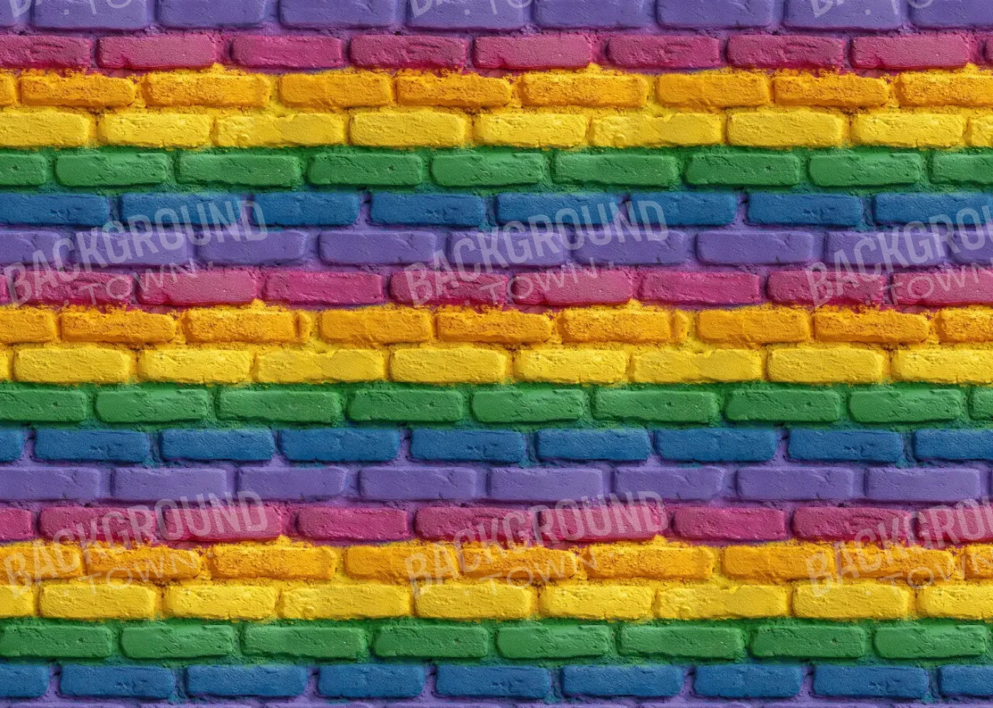 Rainbow Brick Wall 7’x5’ UltraCloth (84 x 60 inch) Backdrop