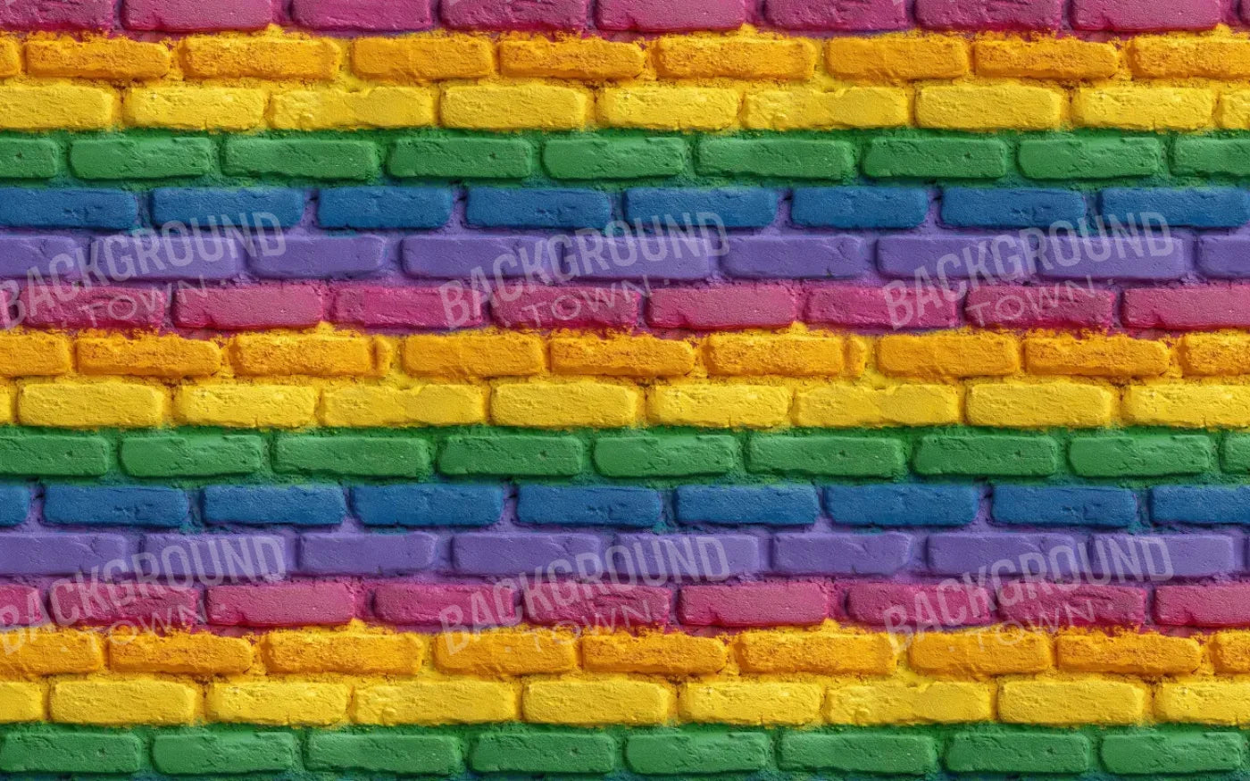Rainbow Brick Wall 8’x5’ UltraCloth (96 x 60 inch) Backdrop