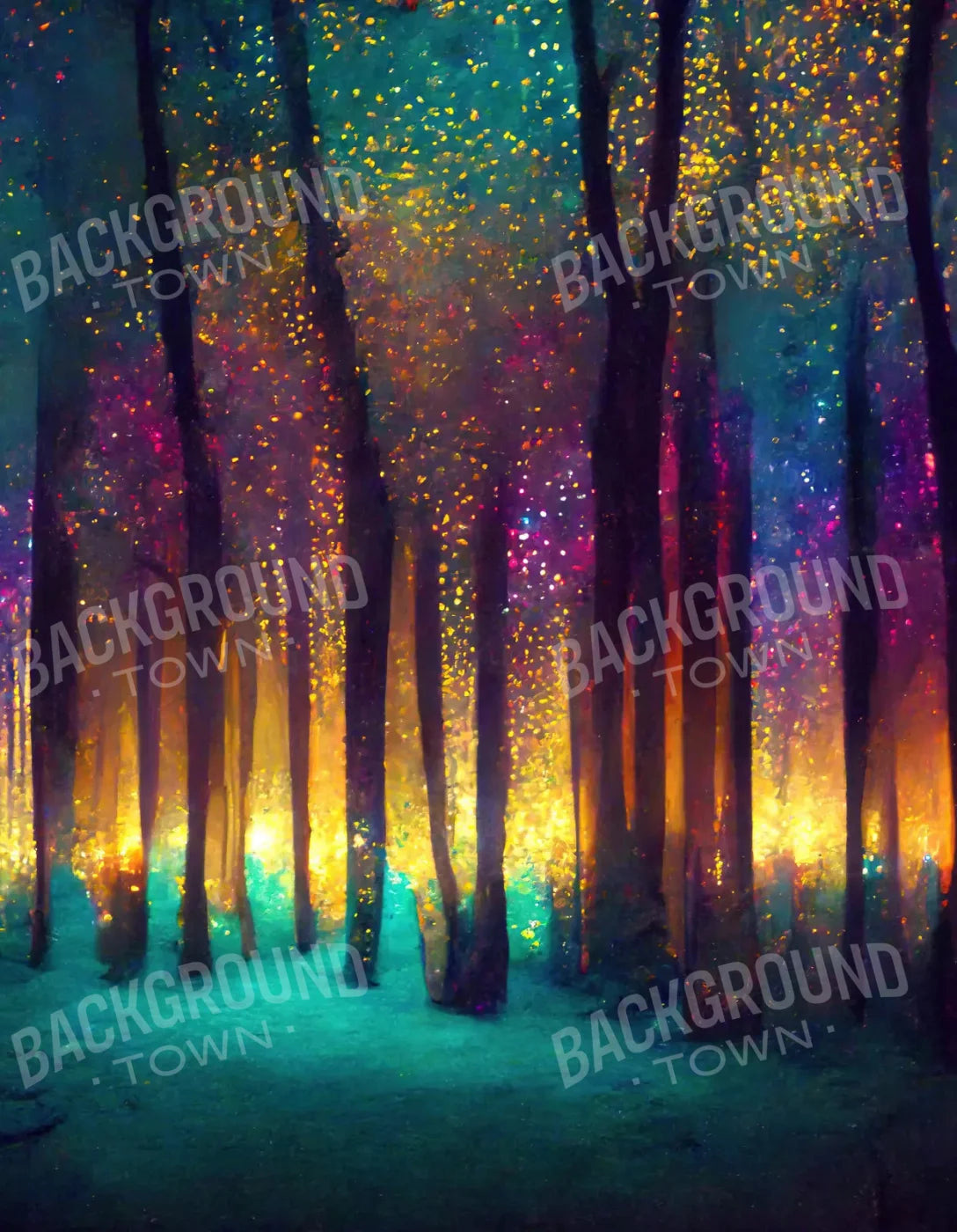 Rainbow Forest 6X8 Fleece ( 72 X 96 Inch ) Backdrop