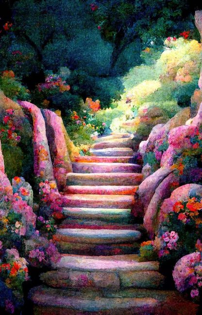 Rainbow Stair 8X12 Ultracloth ( 96 X 144 Inch ) Backdrop