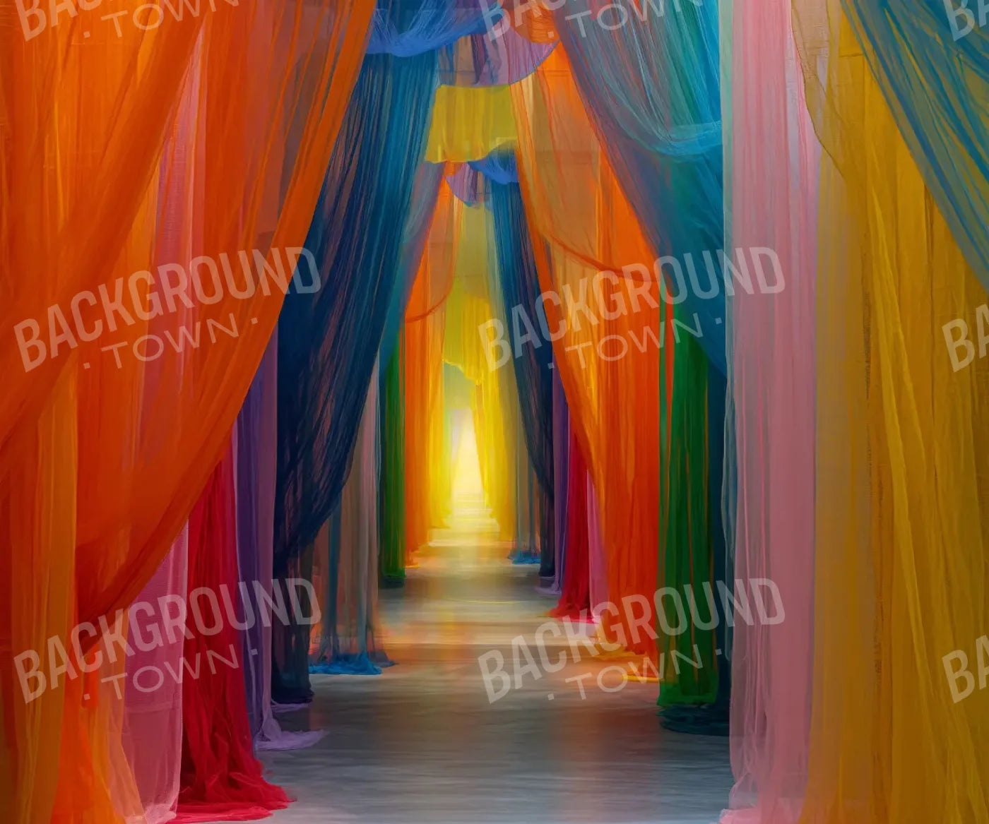 Rainbow Sheer Curtain Hallway 12’x10’ UltraCloth (144 x 120 inch) Backdrop
