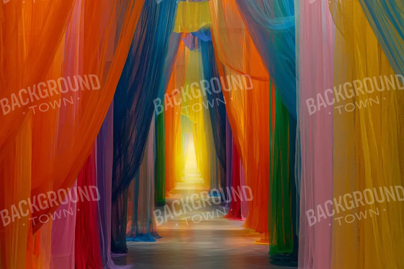 Rainbow Sheer Curtain Hallway 12’x8’ UltraCloth (144 x 96 inch) Backdrop
