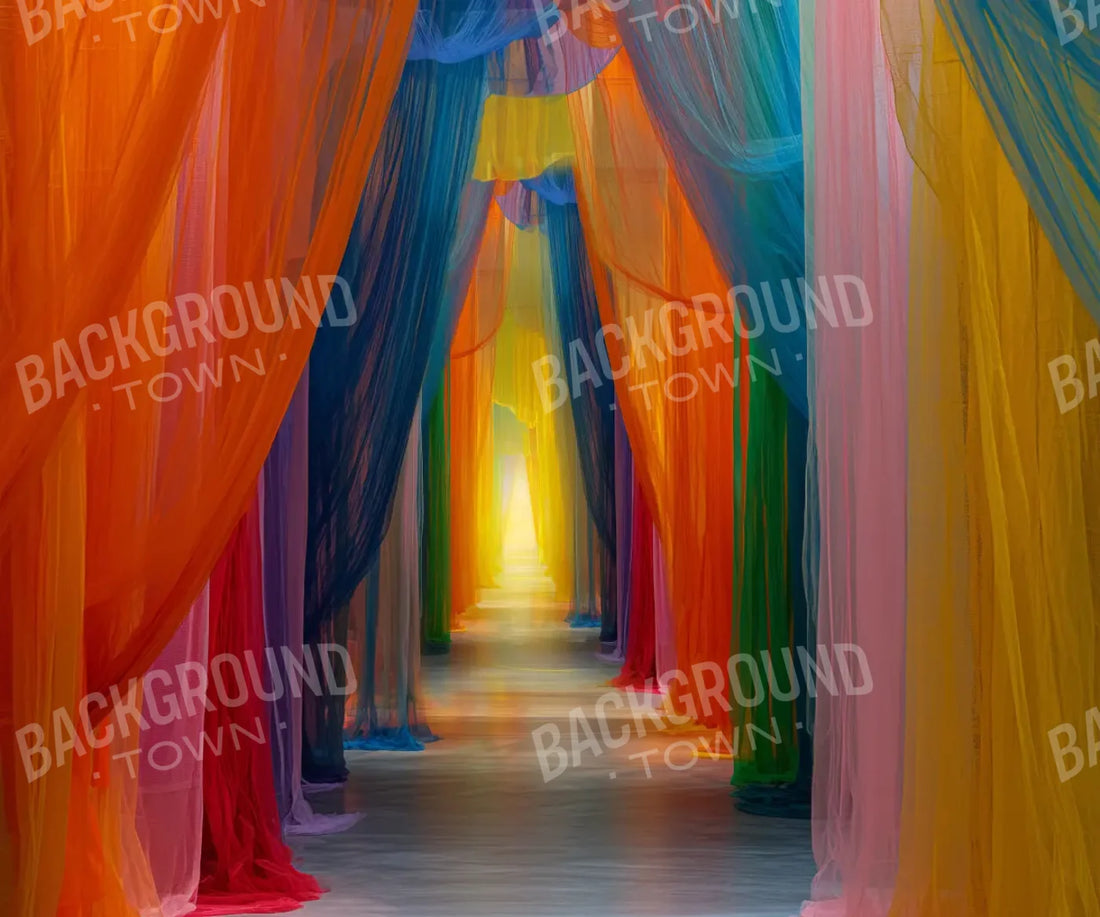 Rainbow Sheer Curtain Hallway 5’x4’2 Fleece (60 x 50 inch) Backdrop