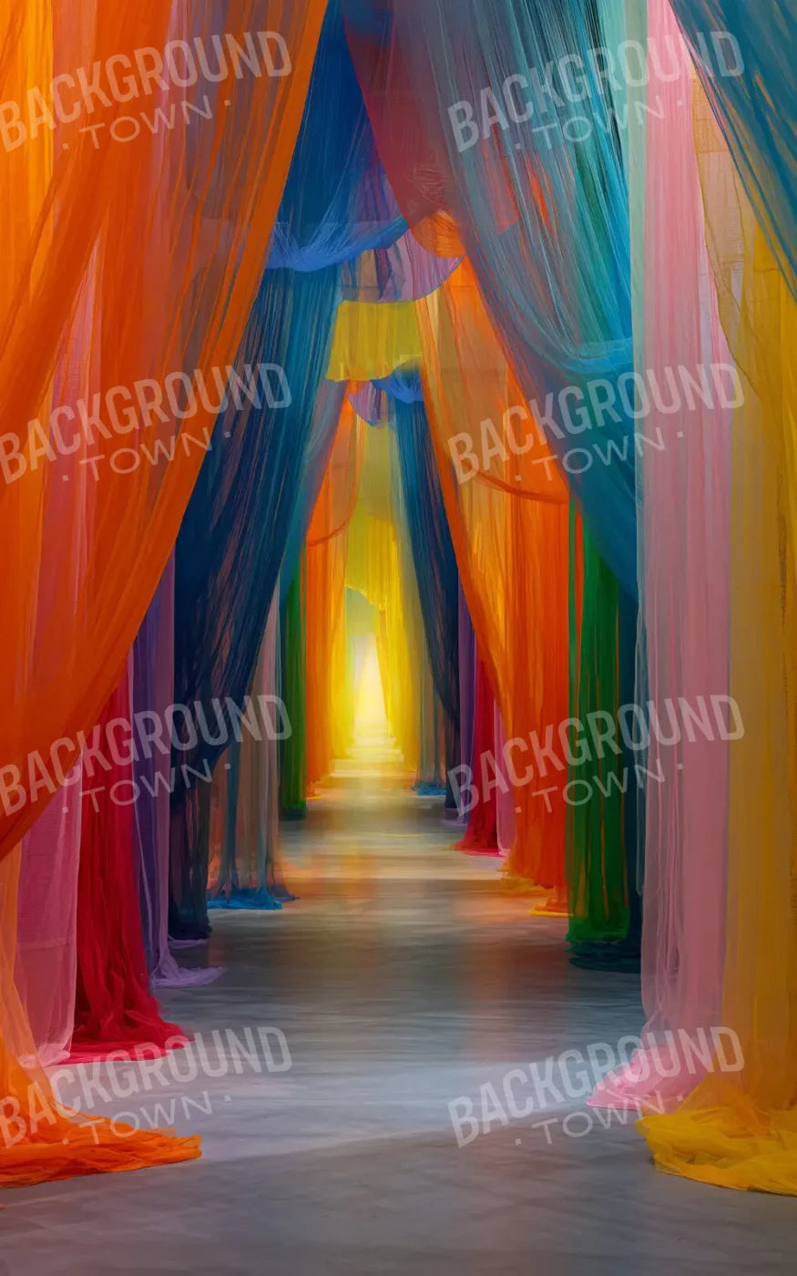 Rainbow Sheer Curtain Hallway 5’x8’ UltraCloth (60 x 96 inch) Backdrop