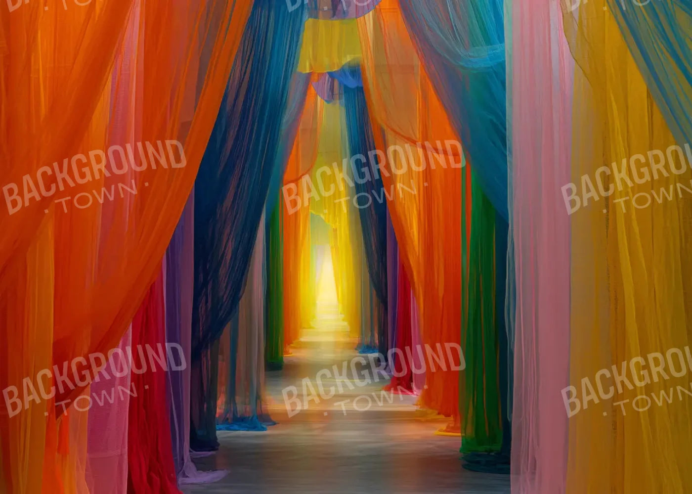 Rainbow Sheer Curtain Hallway 7’x5’ UltraCloth (84 x 60 inch) Backdrop