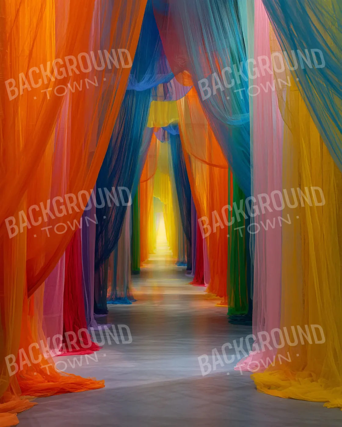 Rainbow Sheer Curtain Hallway 8’x10’ Fleece (96 x 120 inch) Backdrop