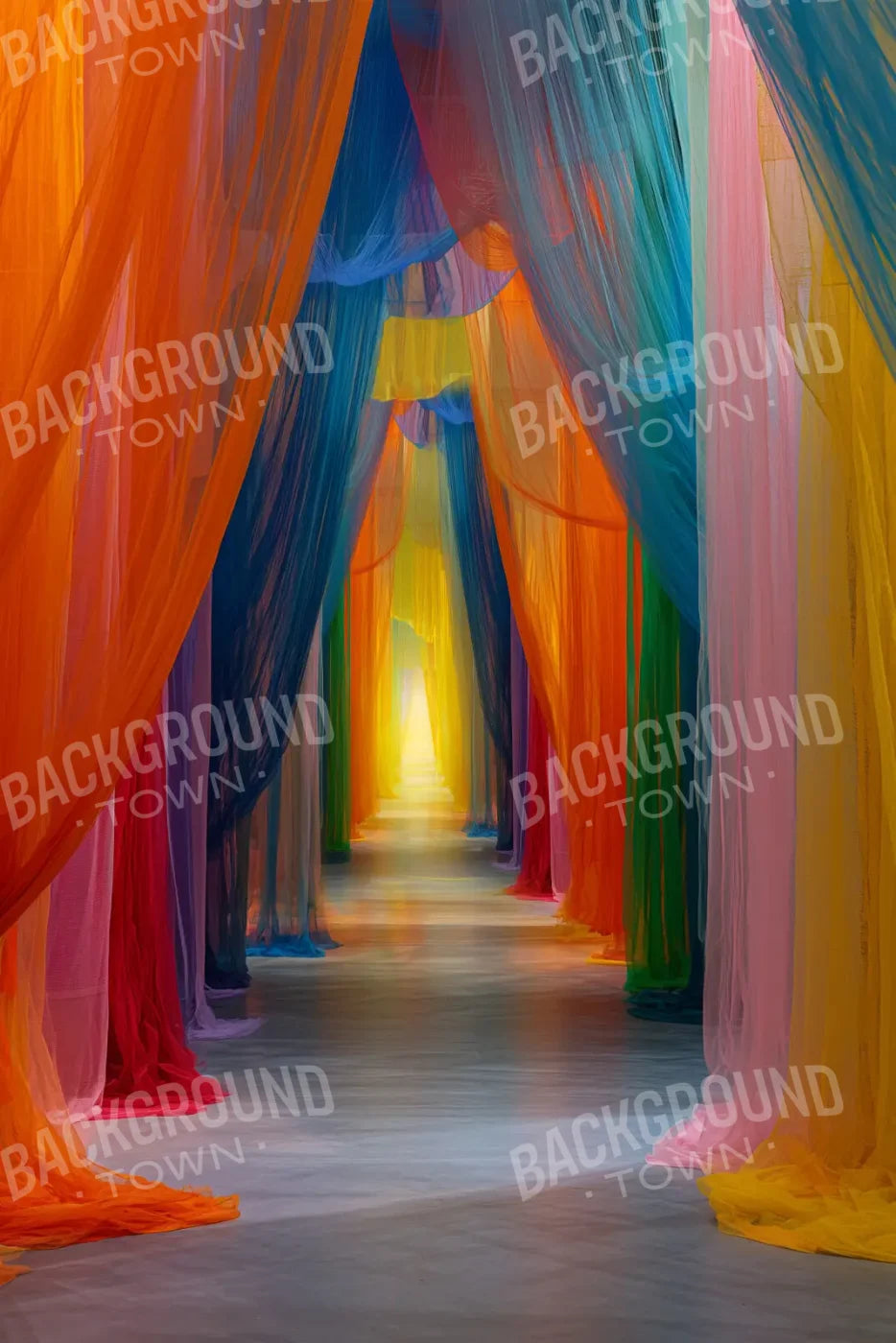 Rainbow Sheer Curtain Hallway 8’x12’ UltraCloth (96 x 144 inch) Backdrop