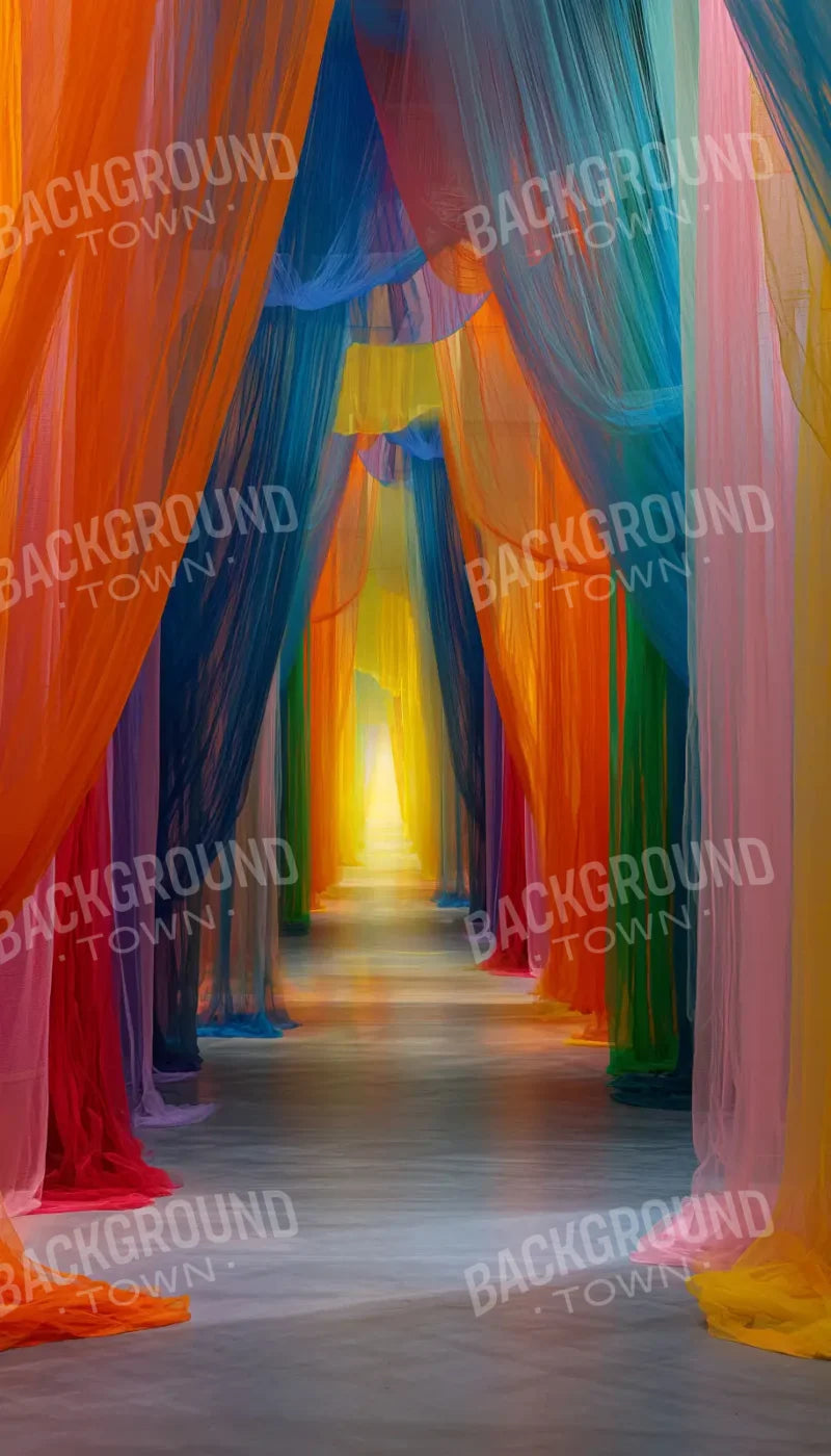 Rainbow Sheer Curtain Hallway 8’x14’ UltraCloth (96 x 168 inch) Backdrop