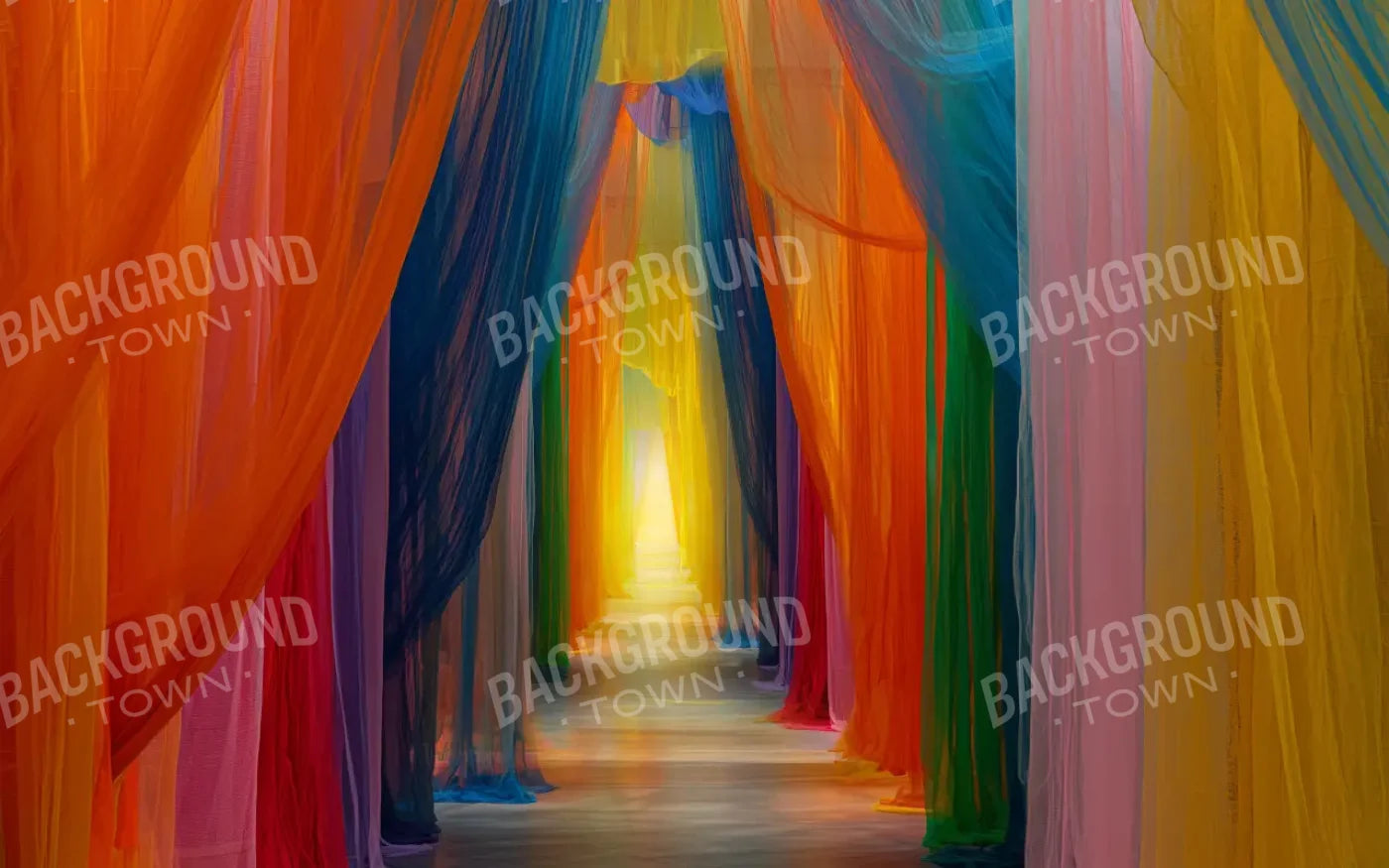 Rainbow Sheer Curtain Hallway 8’x5’ UltraCloth (96 x 60 inch) Backdrop