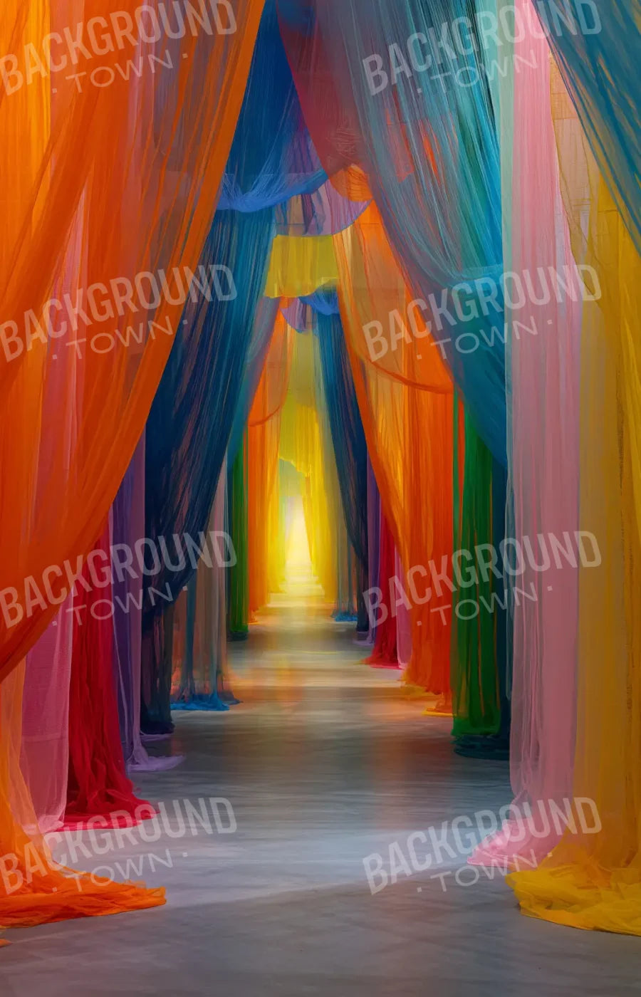 Rainbow Sheer Curtain Hallway 9’x14’ UltraCloth (108 x 168 inch) Backdrop