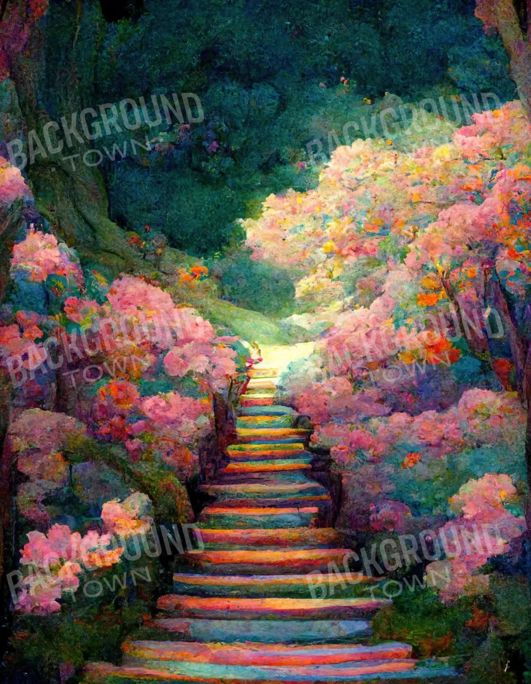 Rainbow Staircase 6X8 Fleece ( 72 X 96 Inch ) Backdrop