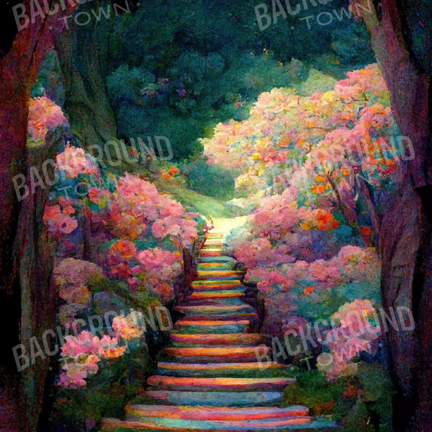 Rainbow Staircase 8X8 Fleece ( 96 X Inch ) Backdrop