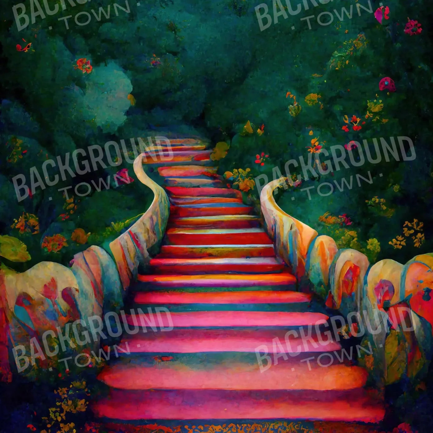 Rainbow Stairs 10X10 Ultracloth ( 120 X Inch ) Backdrop