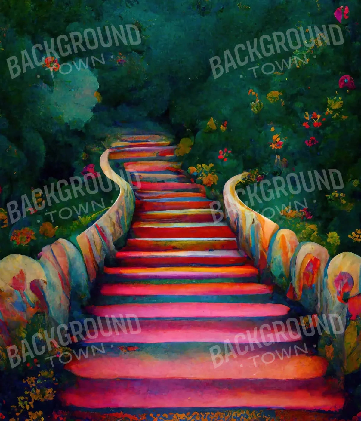 Rainbow Stairs 10X12 Ultracloth ( 120 X 144 Inch ) Backdrop