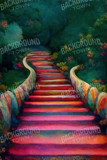 Rainbow Stairs 5X8 Ultracloth ( 60 X 96 Inch ) Backdrop