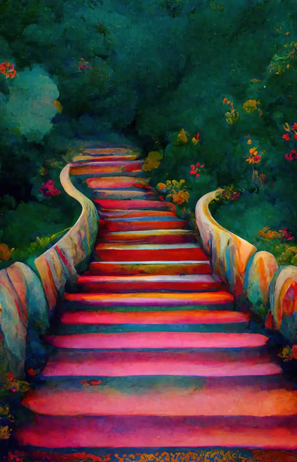 Rainbow Stairs 8X12 Ultracloth ( 96 X 144 Inch ) Backdrop