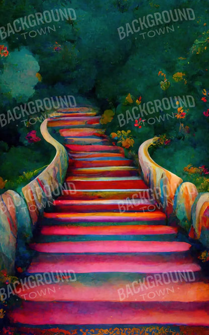 Rainbow Stairs 9X14 Ultracloth ( 108 X 168 Inch ) Backdrop