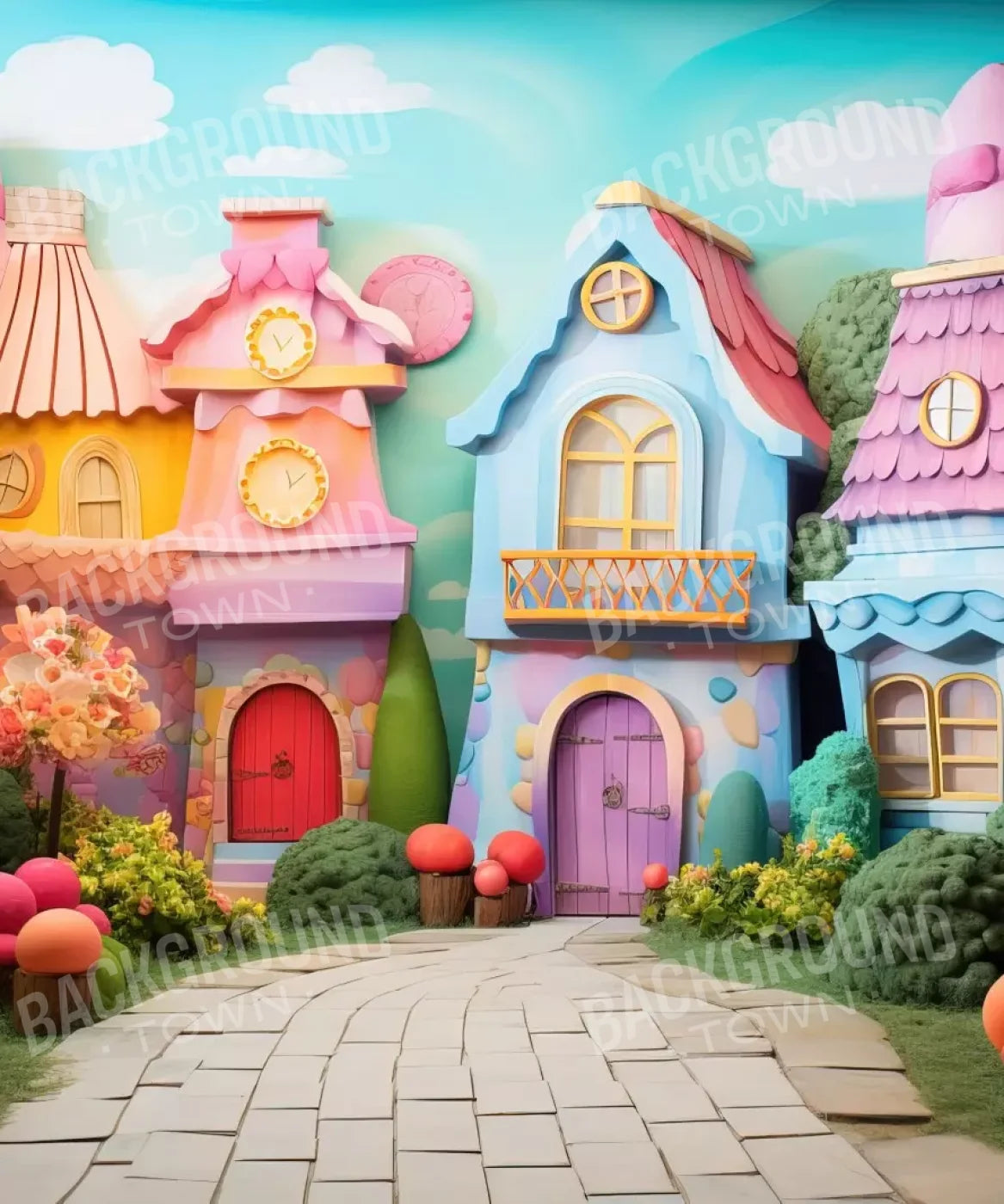 Rainbow Town 10’X12’ Ultracloth (120 X 144 Inch) Backdrop