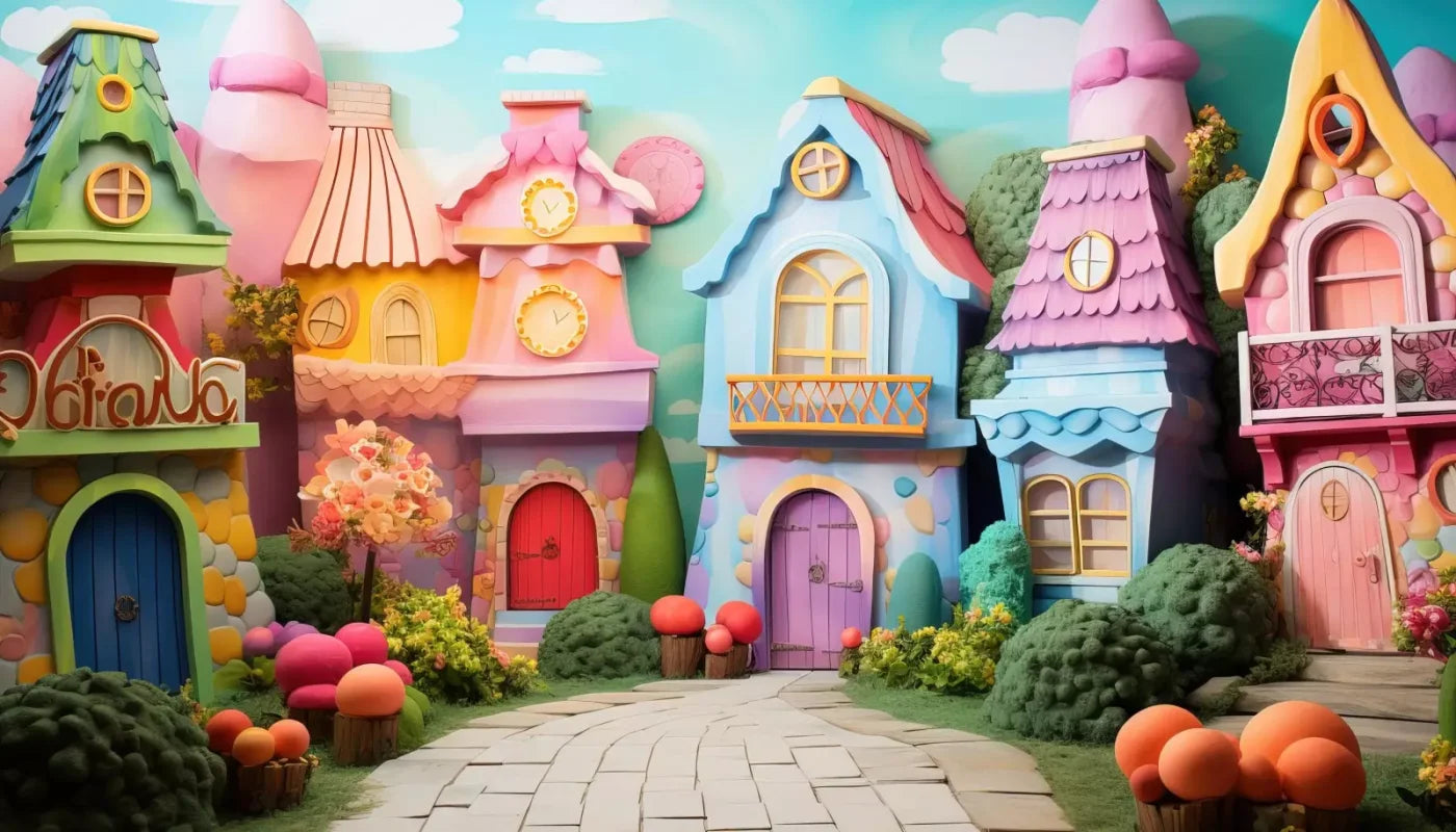 Rainbow Town 14’X8’ Ultracloth (168 X 96 Inch) Backdrop
