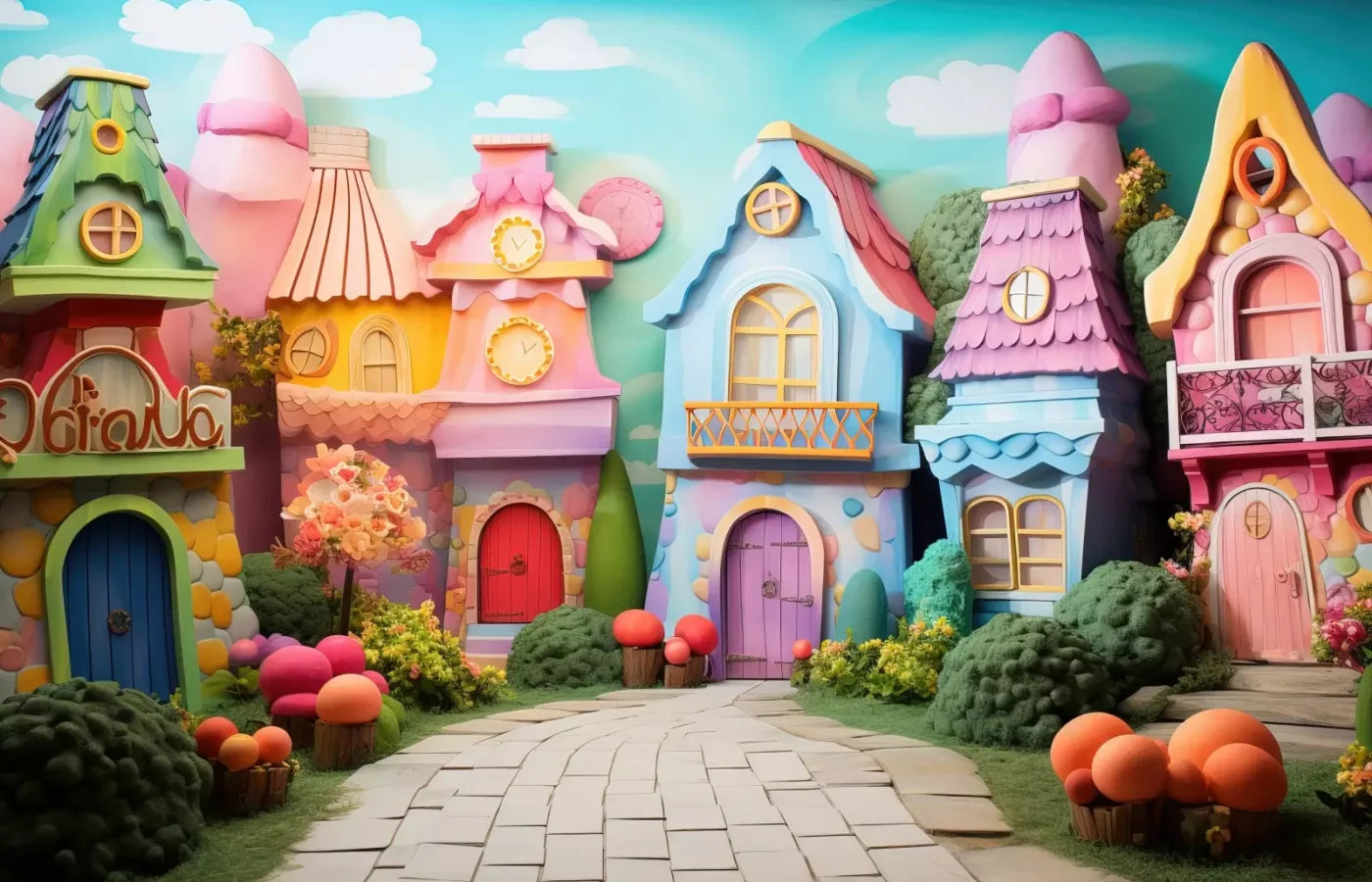 Rainbow Town 14’X9’ Ultracloth (168 X 108 Inch) Backdrop