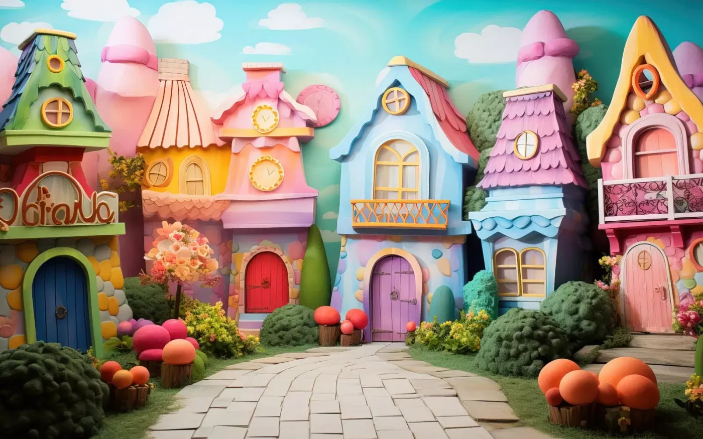 Rainbow Town 16’X10’ Ultracloth (192 X 120 Inch) Backdrop