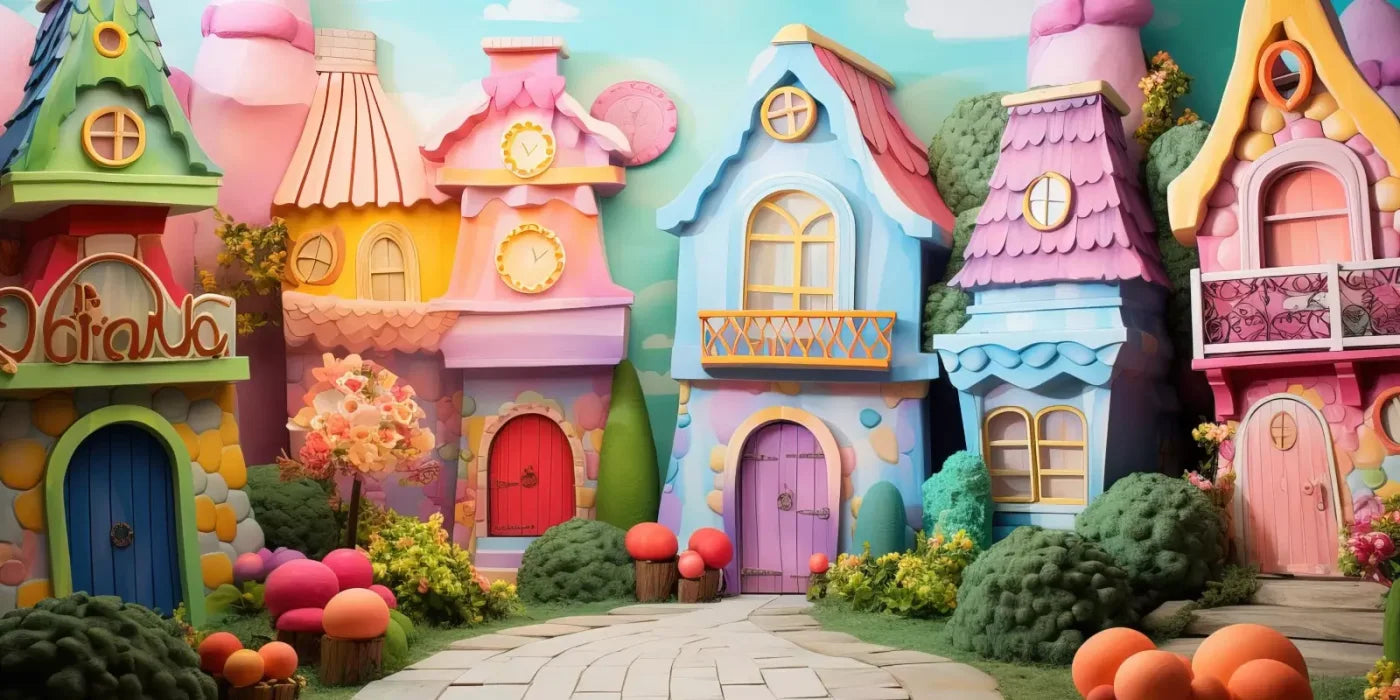 Rainbow Town 16’X8’ Ultracloth (192 X 96 Inch) Backdrop