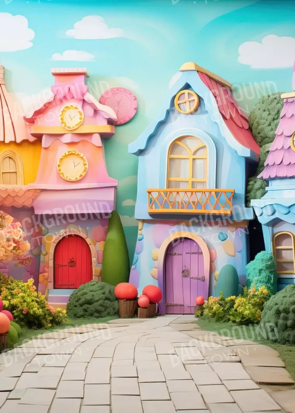 Rainbow Town 5’X7’ Ultracloth (60 X 84 Inch) Backdrop