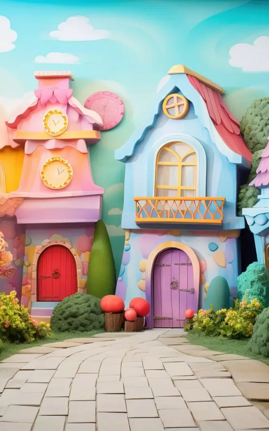 Rainbow Town 5’X8’ Ultracloth (60 X 96 Inch) Backdrop