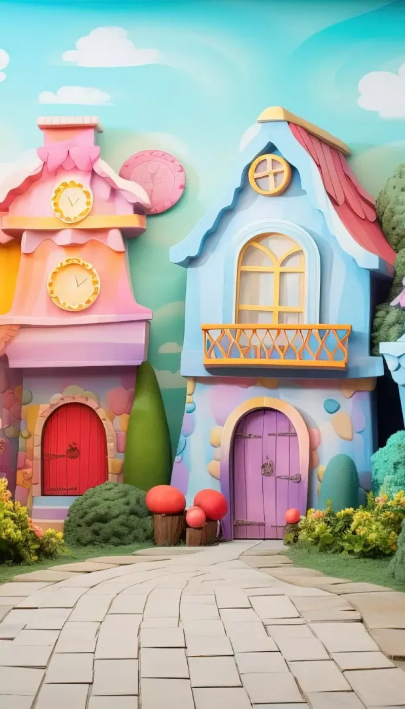 Rainbow Town 8’X14’ Ultracloth (96 X 168 Inch) Backdrop