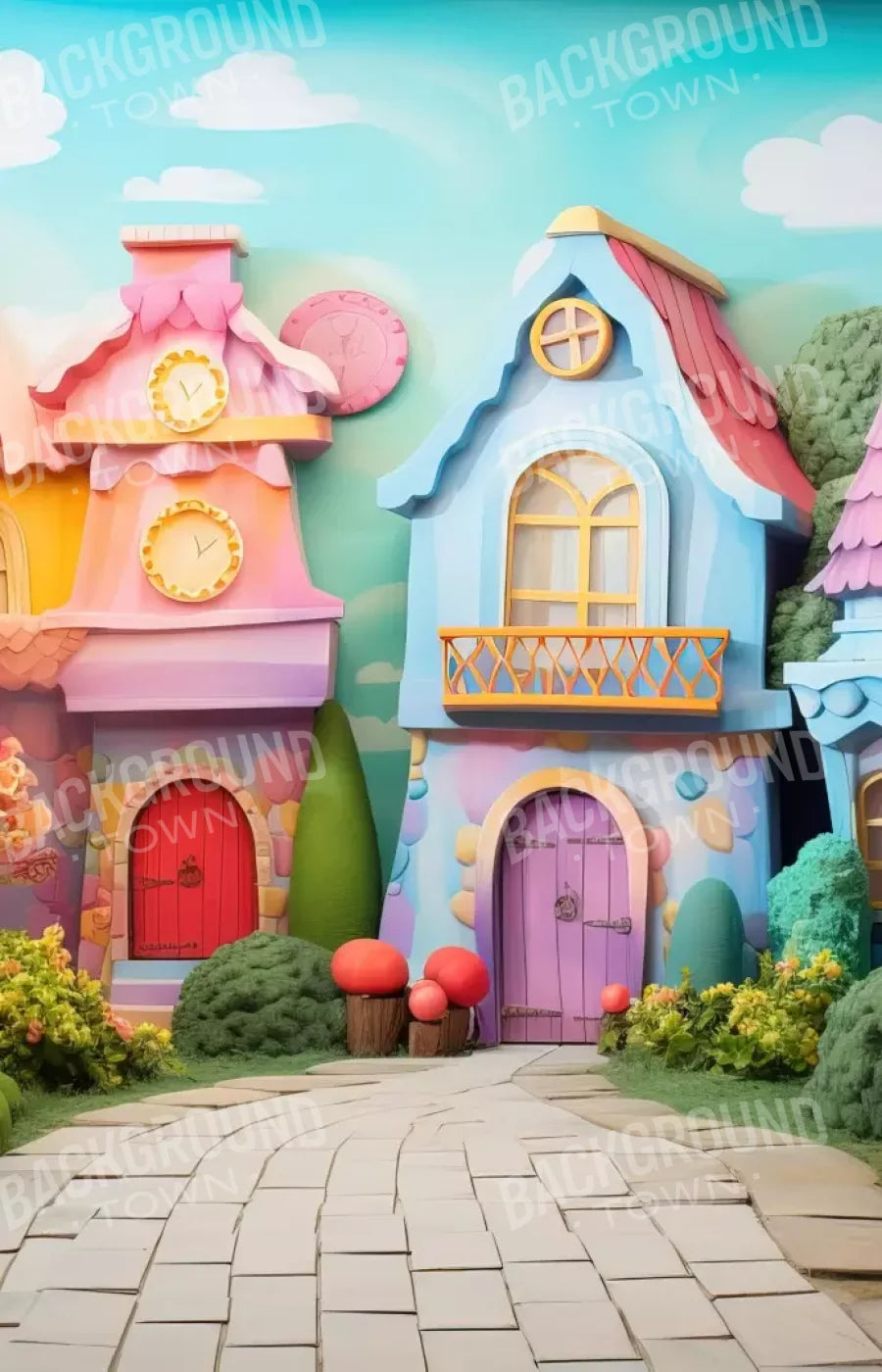 Rainbow Town 9’X14’ Ultracloth (108 X 168 Inch) Backdrop