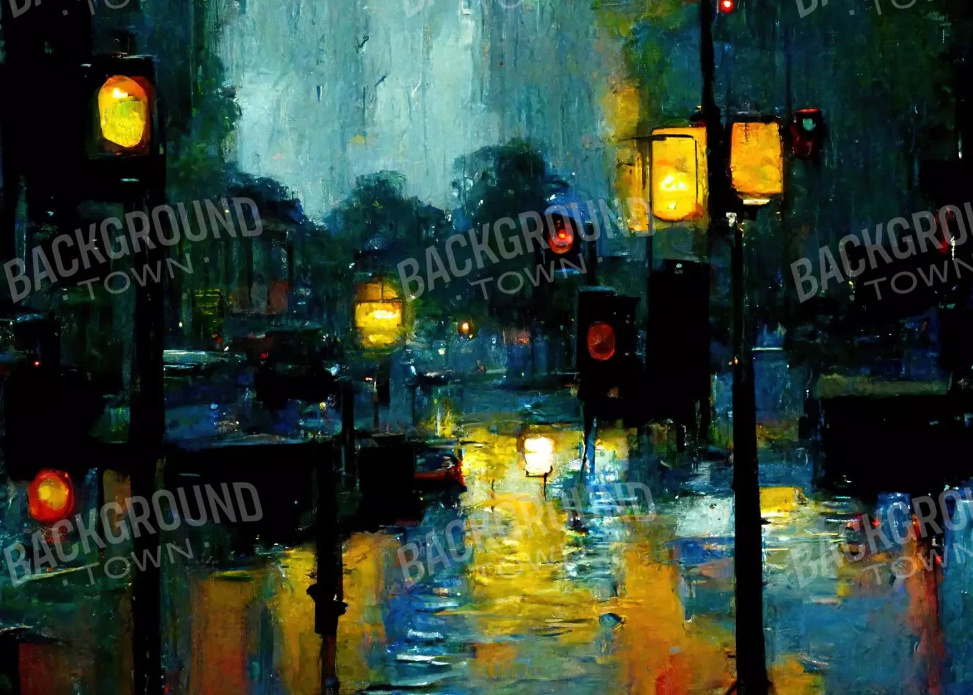 Rainy Night 7’X5’ Ultracloth (84 X 60 Inch) Backdrop