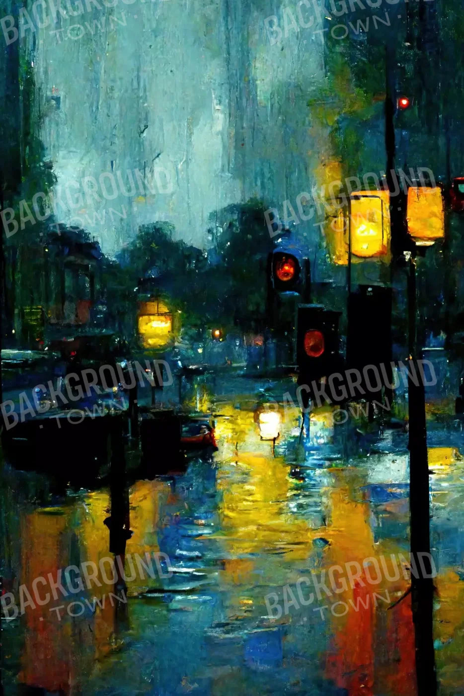 Rainy Night 8’X12’ Ultracloth (96 X 144 Inch) Backdrop