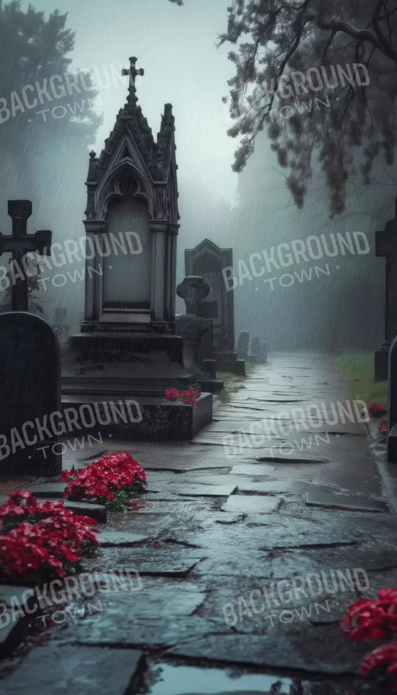 Rainy Old Cemetary 8’X14’ Ultracloth (96 X 168 Inch) Backdrop