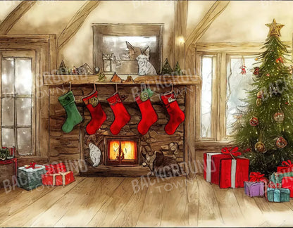 Cartoon Christmas 8X6 Fleece ( 96 X 72 Inch ) Backdrop