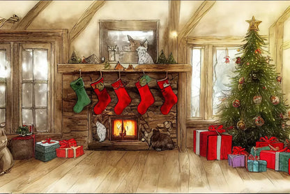 Cartoon Christmas Backdrop